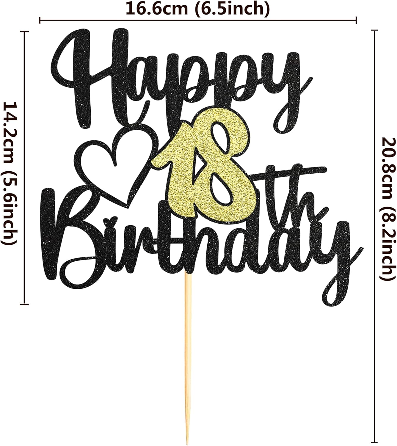 Sumerk 1 PC Happy 18Th Birthday Cake Topper Gold Happy Birthday Cake Decorations for Women Men 18Th Birthday Cake Toppers Cake Decoration for Birthday Anniversary Party image number 3