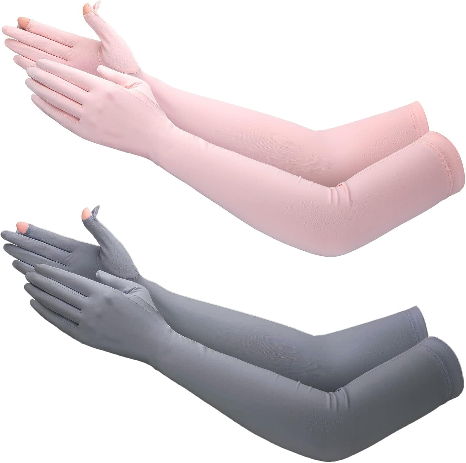 Catchu Sun Protection Long Gloves, Touchscreen Arm Sunblock Driving Gloves, UPF 50+ Sunscreen for Outdoor Sports Cycling Summer Gloves 2 Pairs