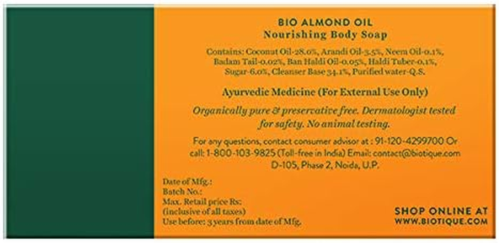 Biotique Almond Oil Nourishing Body Soap, 150G (Pack of 2) image number 4