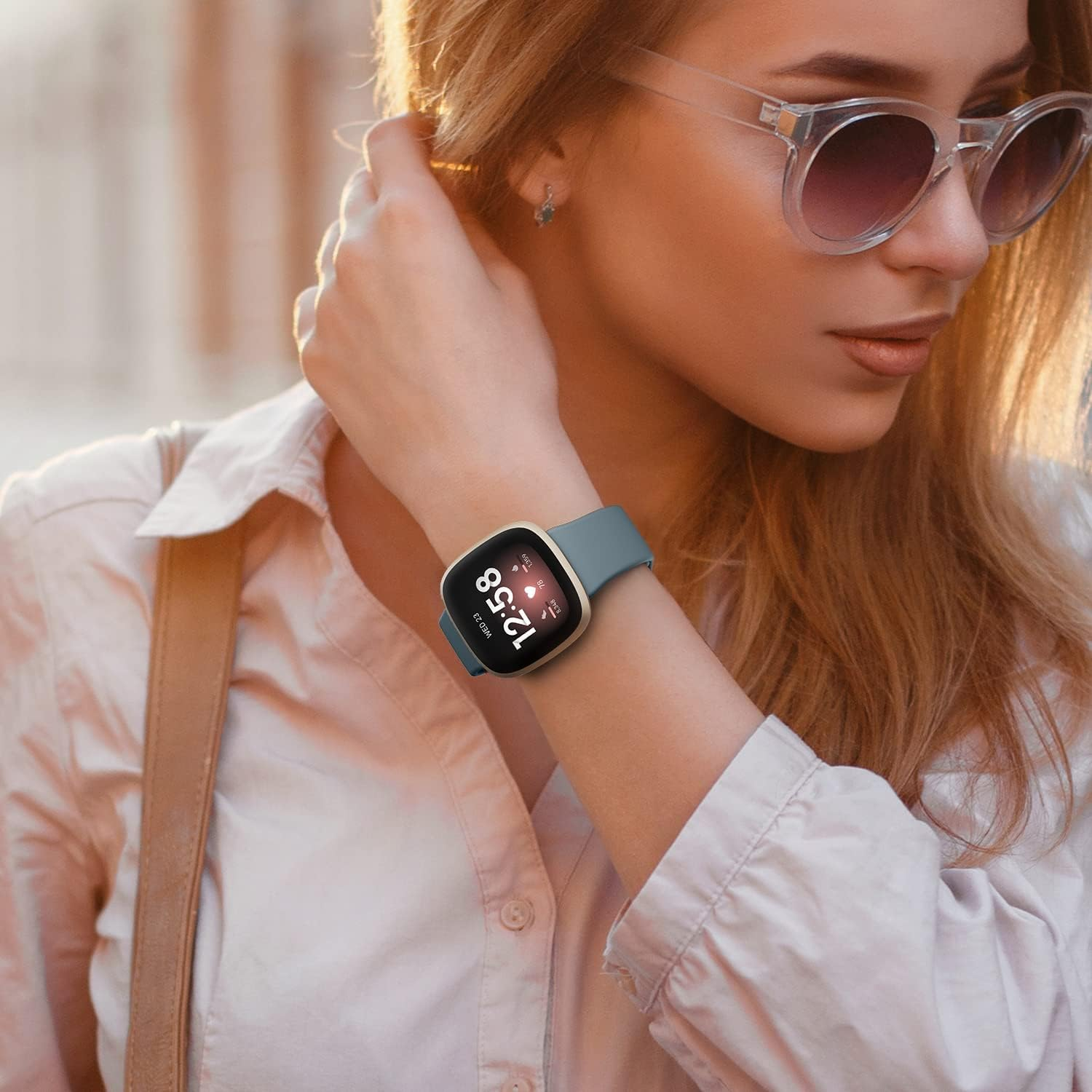 [4 Pack] Silicone Bands for Fitbit Versa 4, Versa 3, Sense 2 and Sense - Soft Adjustable Sport Wristbands for Women/Men image number 2