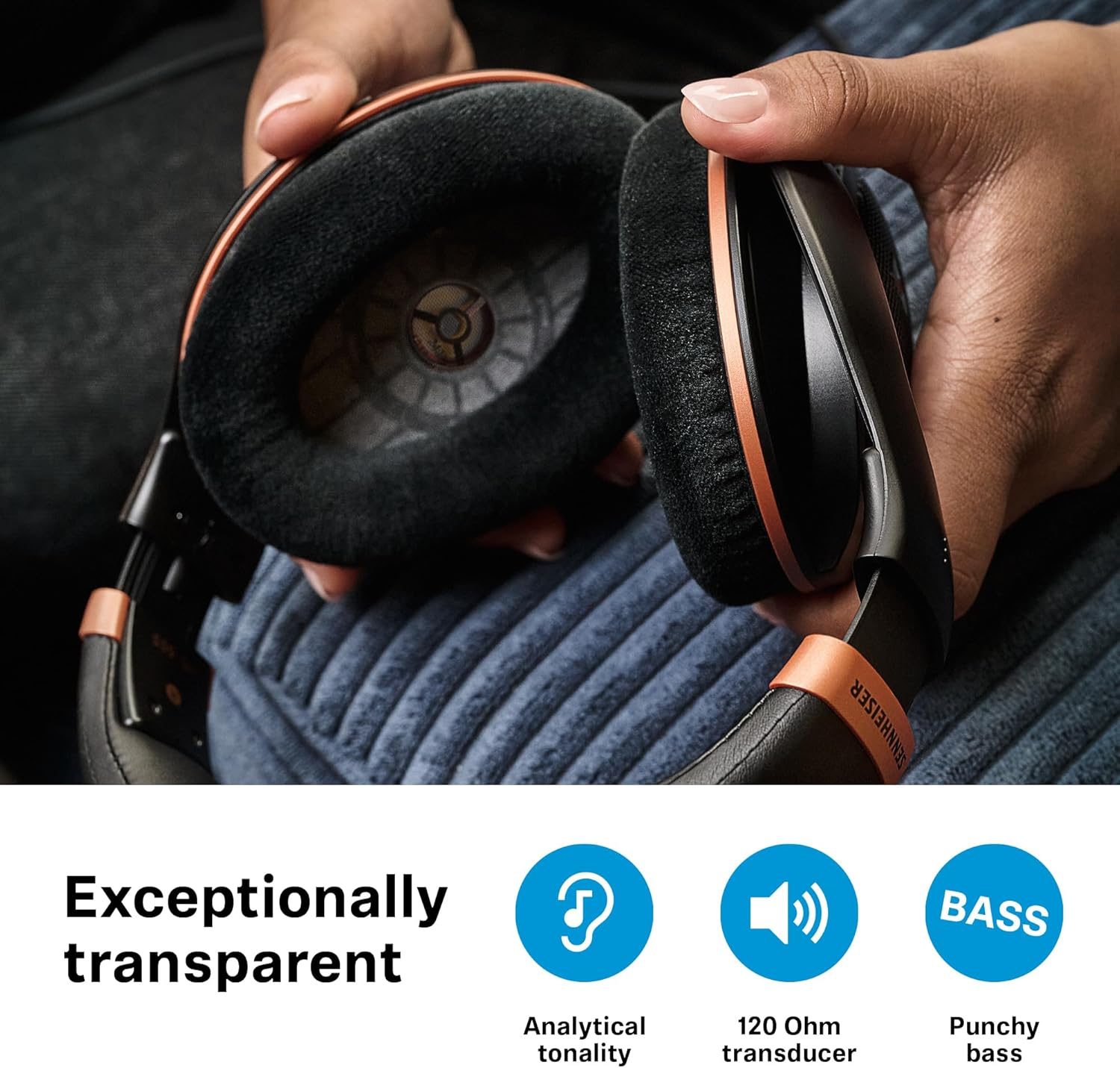 Sennheiser HD 505 Headphones, Wired, Over-Ear, with Transparent Sound and Controlled Bass, Enhanced Wearing Comfort, for Music, Work and Gaming &ndash; Incl. 1.80 M Cable, Drawstring Bag &ndash; Copper Edition image number 2