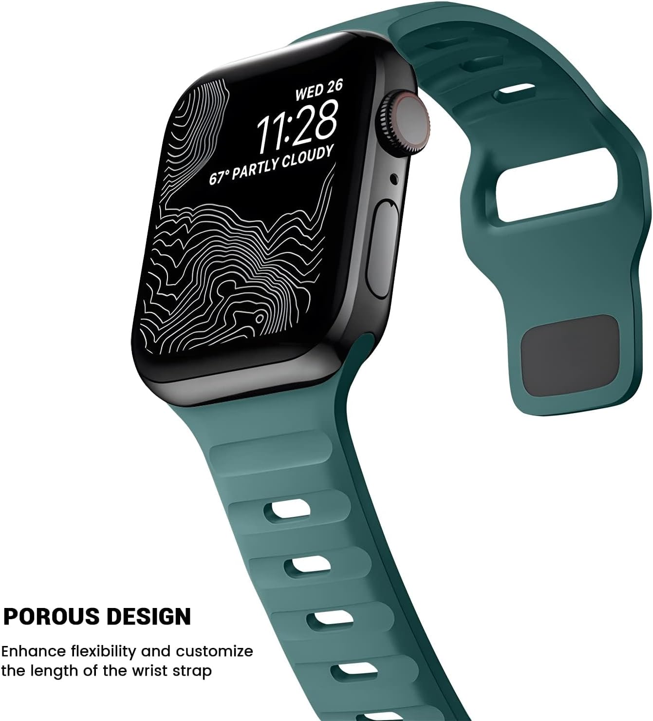 Compatible with Apple Watch Band 49Mm 46Mm 45Mm 44Mm 42Mm 41Mm 40Mm 38Mm Band for Men Women, Unique Design Silicone Strap Wristband for Iwatch Ultra 3/2/1 Series 11/10/9/8/7/6/5/4/3/2/1/SE Multi Color image number 2