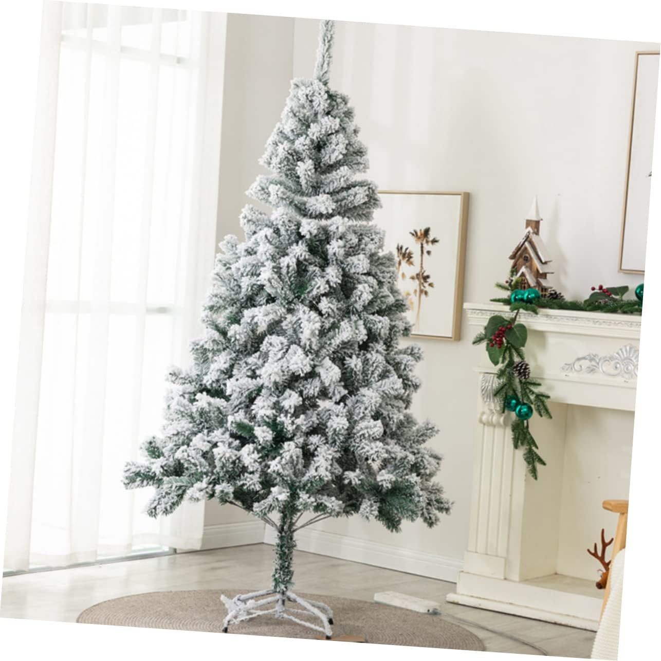 Artificial Flocked Christmas Tree Decoration White for Xmas Party and Home Festival Decor Simulation Tree Ornament Random Style image number 2
