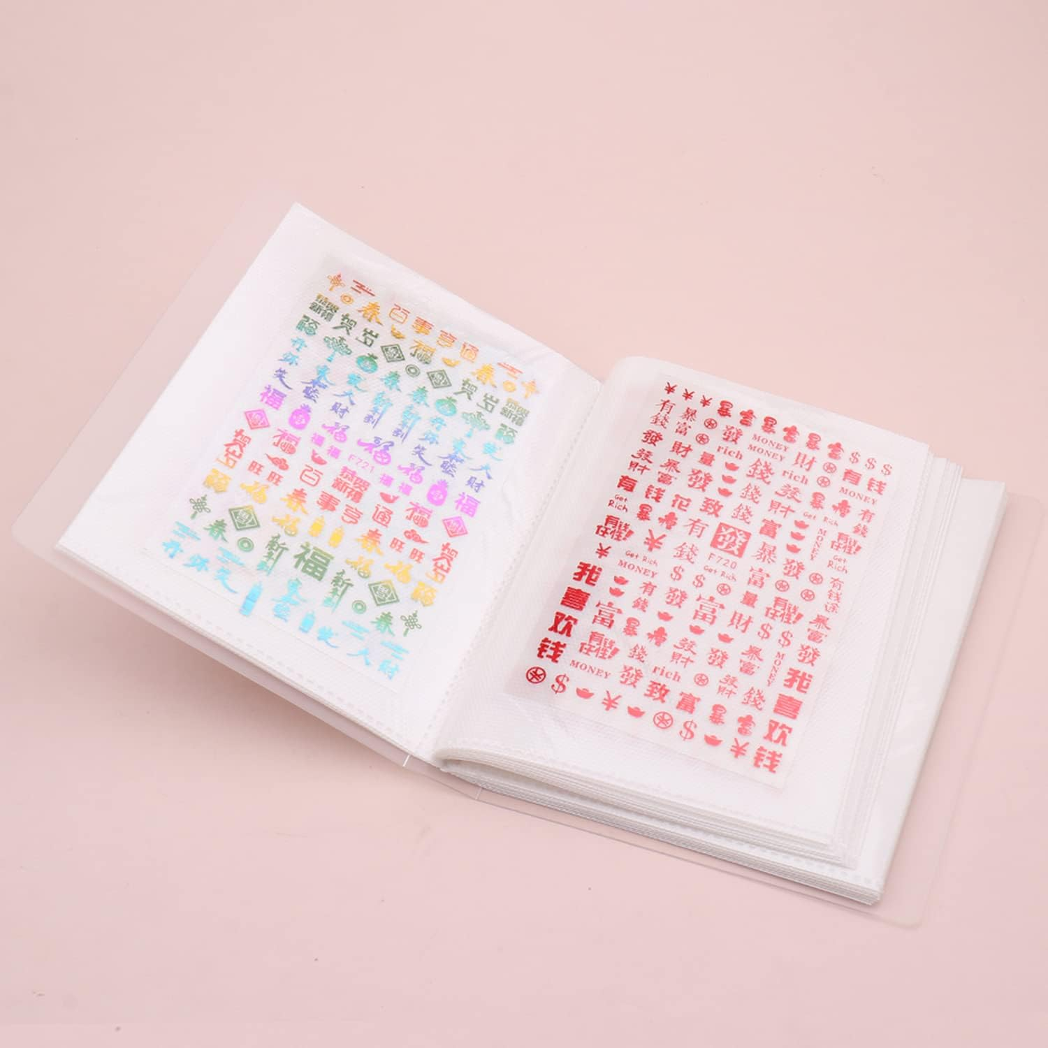 Large Nail Art Stickers Storage Collecting Album, 40 Slots Empty Storage Binder Book, Big Sticker Organizer Design for Nail Desk Tidy, Nail Decals Storage Holder Tools Supplies, Sticker Swatch Album image number 4