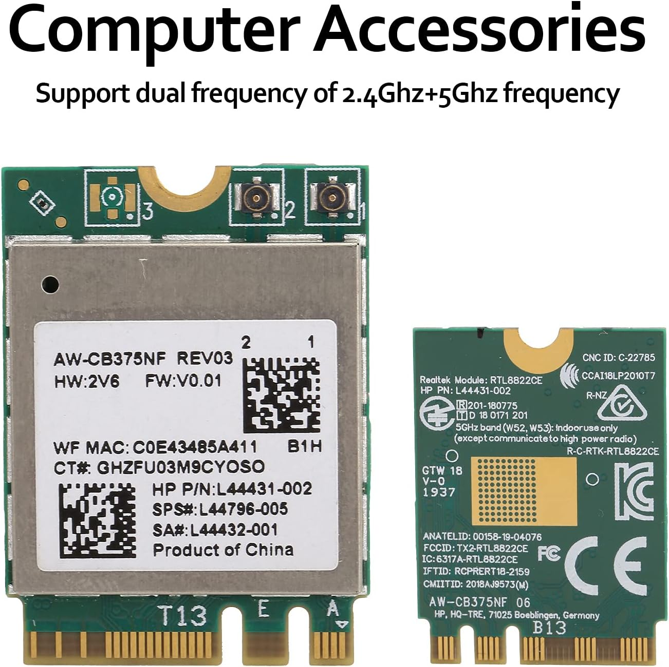 ASHATA Wifi Card, Wifi Module 2.4/5.0Ghz, Bluetooth 5.0 M.2 NGFF Wireless Network Card 802.11A/B/G/N/Ac RTL8822CE, Support for Windows 10/Linux/Android image number 6