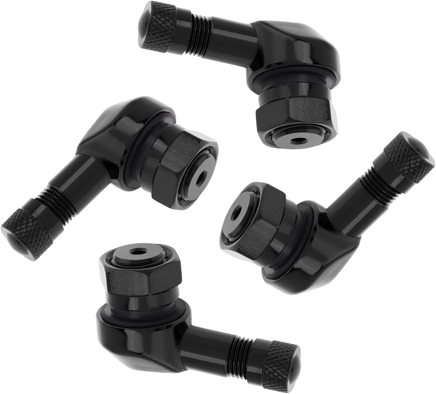 Windance 4Pcs 90 Degree CNC Motorcycle Tire Valve Stems for Most Bike 10 Mm To11.3 Mm Tubeless Tires Easy Installation (Black)