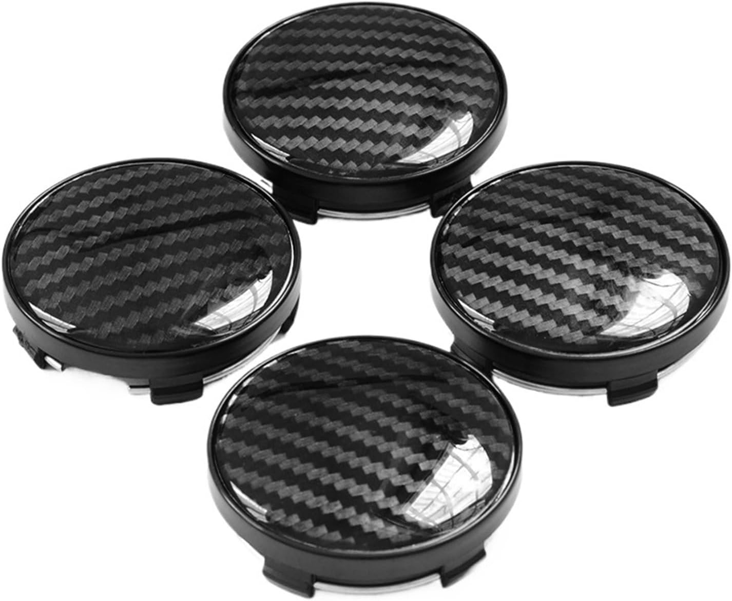 BWPEXZ 4Pcs 60Mm with 56Mm Aluminum+Resin 3D Carbon Fiber Pattern Logo Car Wheel Center Hub Cap Dust-Proof Cover Car Accessories image number 3