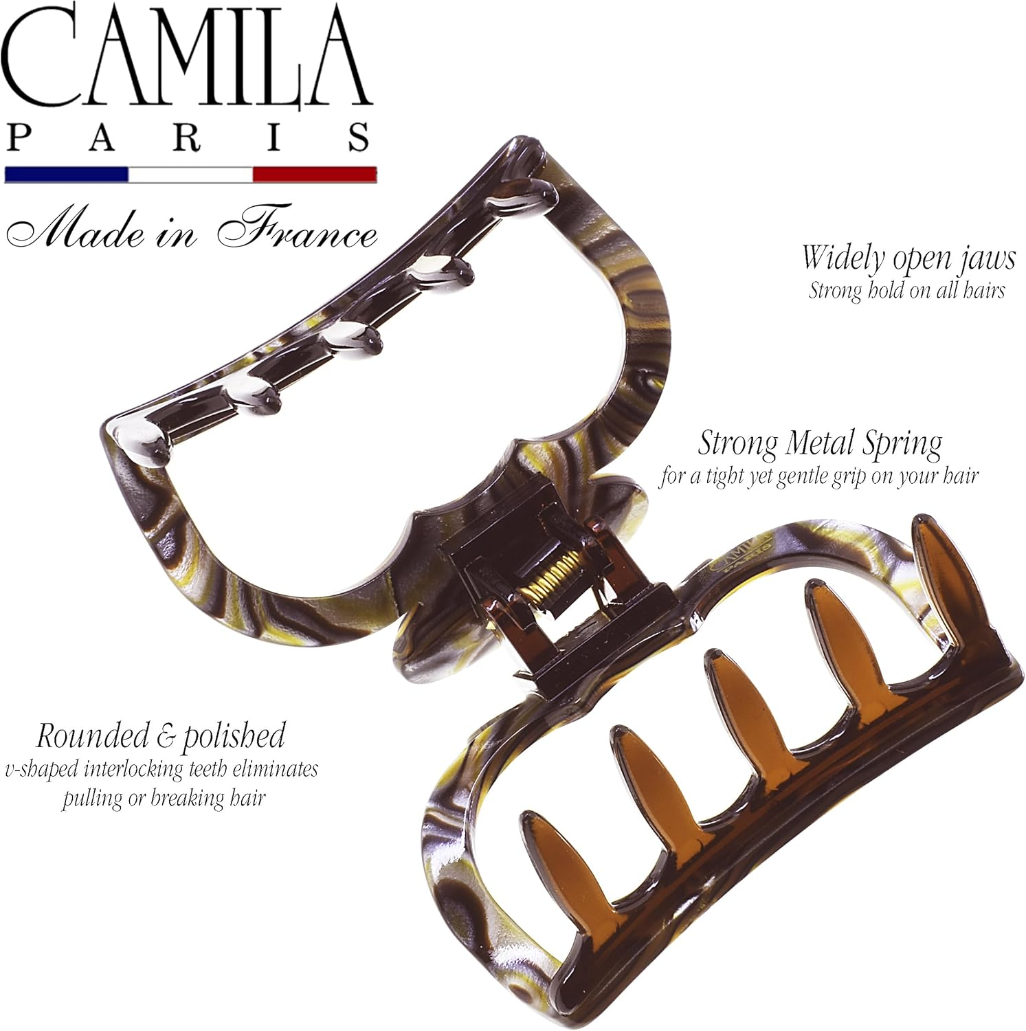 Camila Paris CP3593 French Hair Clip for Women, Small 2.5 Inch Handmade, Onyx, Girls Hair Claw Clips Jaw Fashion Durable Styling Hair Accessories for Women, Strong Hold No Slip Grip. Made in France image number 3