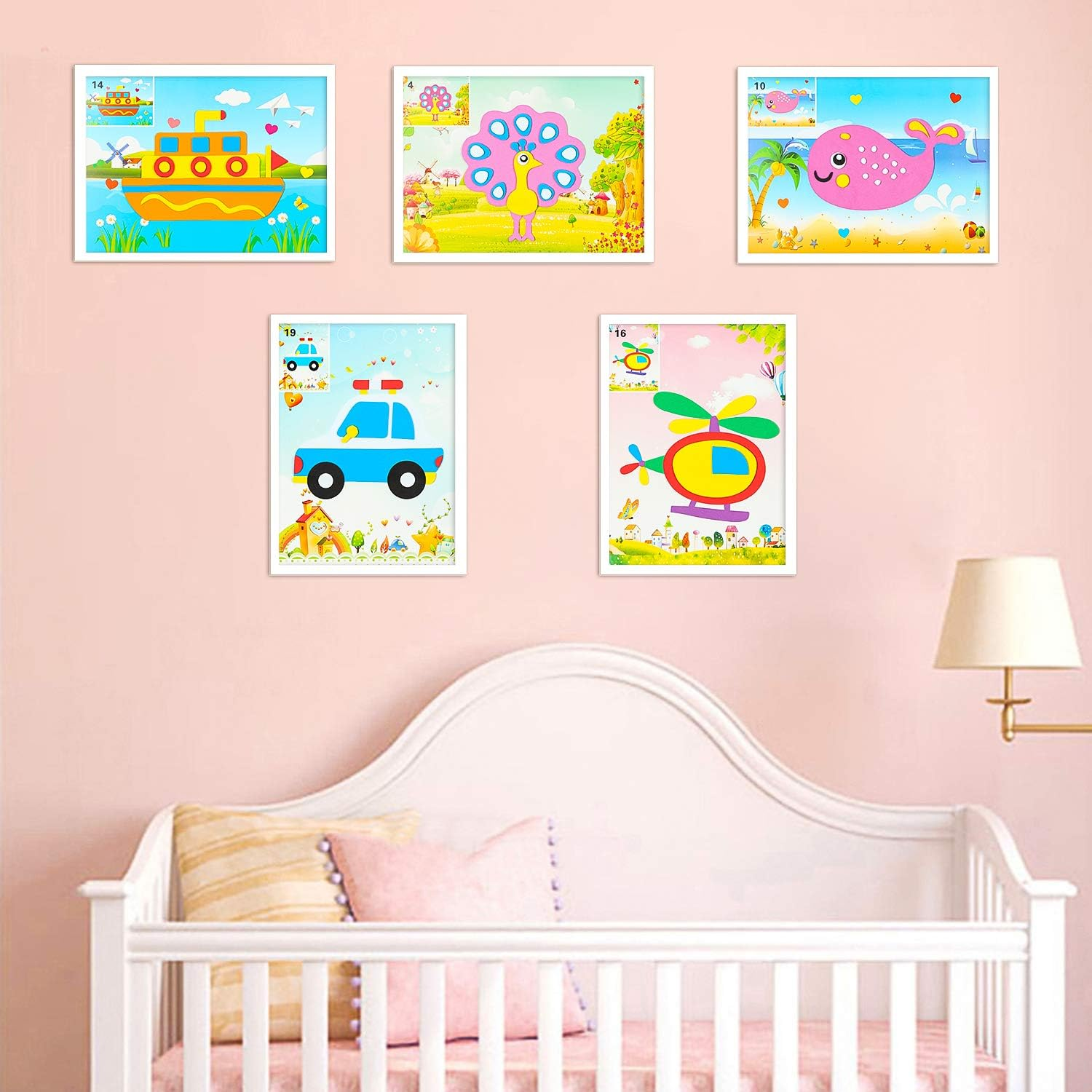 MALLMALL6 20Pcs Mosaic Sticker Art Kits for Kids Toddler Unisex image number 5