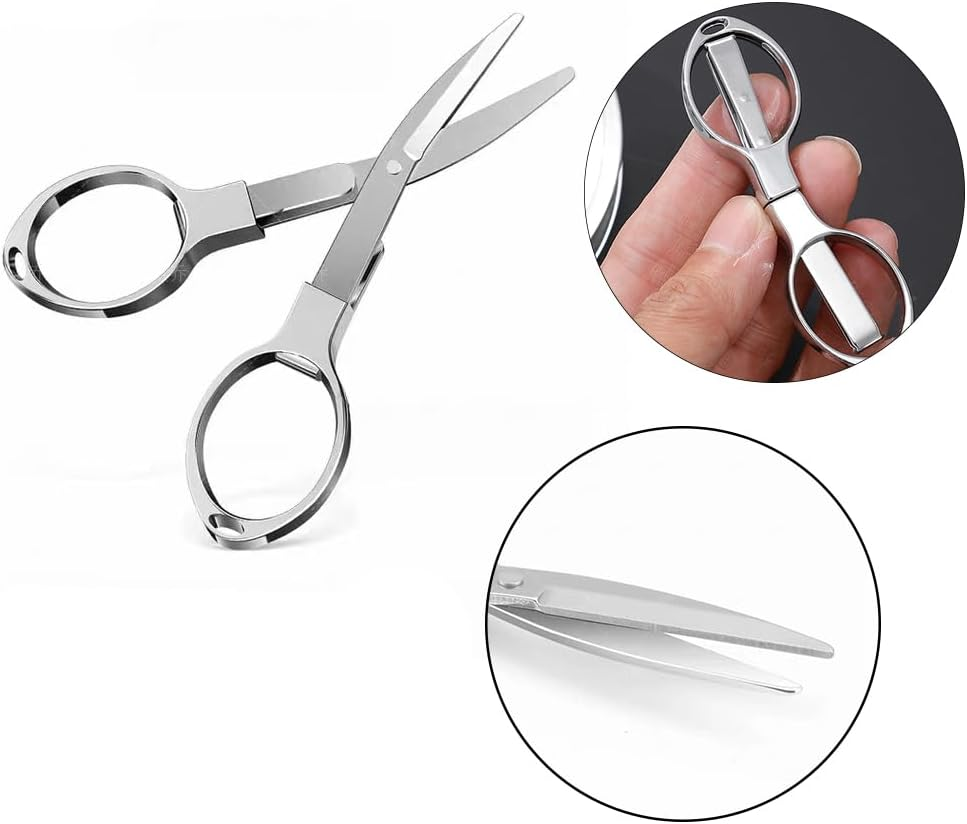 Stainless Steel Travel Scissors, Foldable Mini Safety Scissors, 3-Piece Set, Portable for Nurse Travel Office image number 6
