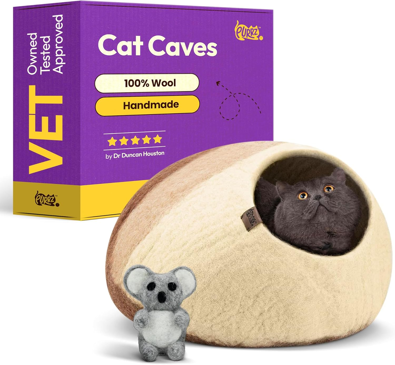 Luxury Cave Bed &ndash; Handmade Merino Wool Felt Hideaway, Vet-Designed Indoor Condo, Hypoallergenic Pet House, Cozy Igloo Bed, Eco-Friendly Modern Cat Furniture image number 6