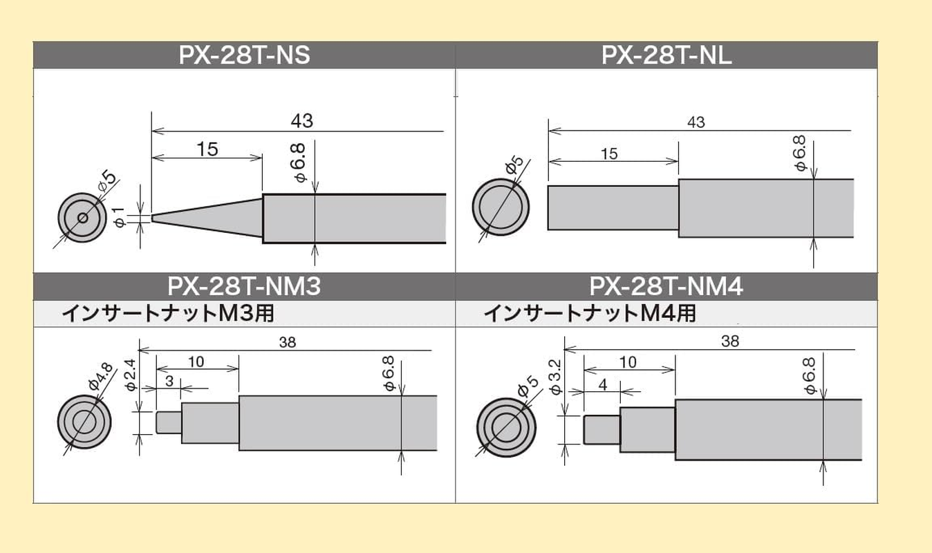 Goot PX-28T-NS Replacement Iron Tip, for Insert Nut Insert, Conical Type, for PX-280/E, Made in Japan image number 5