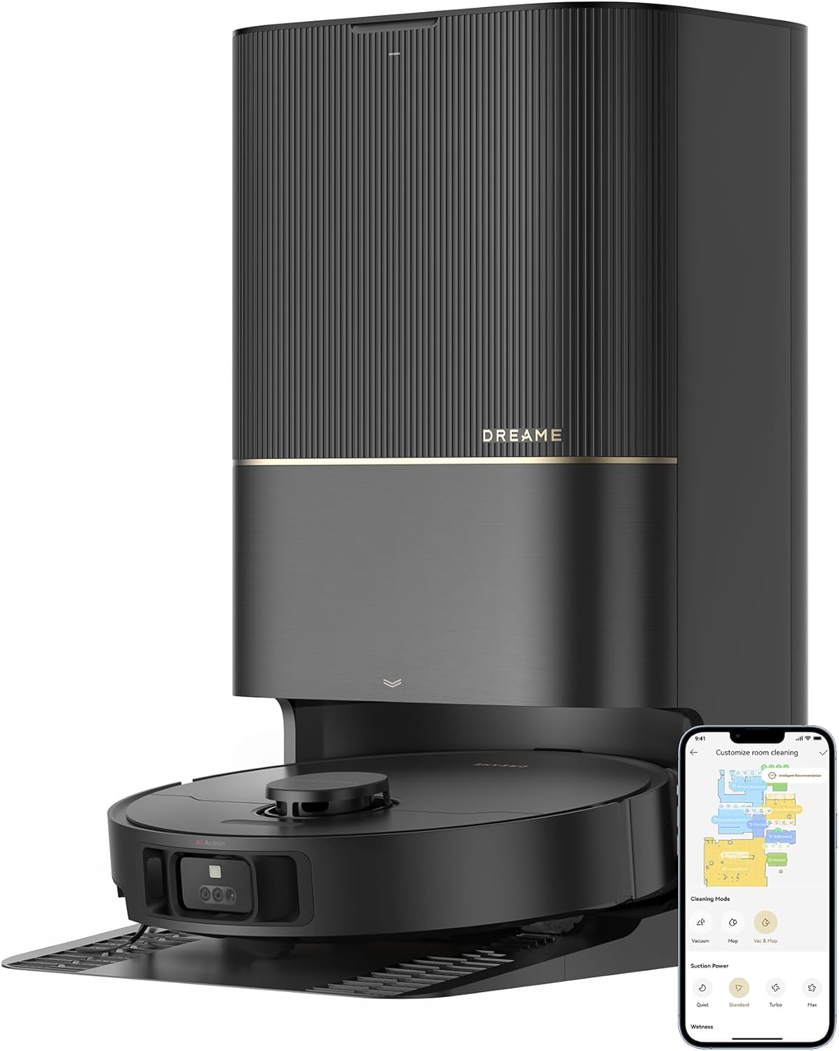 Dreame X40 Ultra Robotic Vacuum with Removable & Liftable Mop, 12,000Pa Suction, Sidebrush Extensive Cleaning, Hot Water Mop&Washboard Self Cleaning image number 5