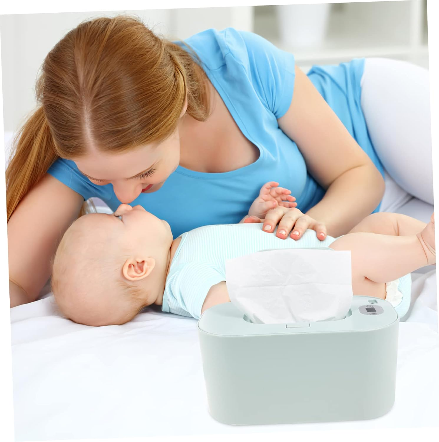 Portable USB Baby Wipe Warmer Tissue Dispenser Intelligent Temperature Control, Green Wet Tissue Warmer for Home and Car Use image number 1