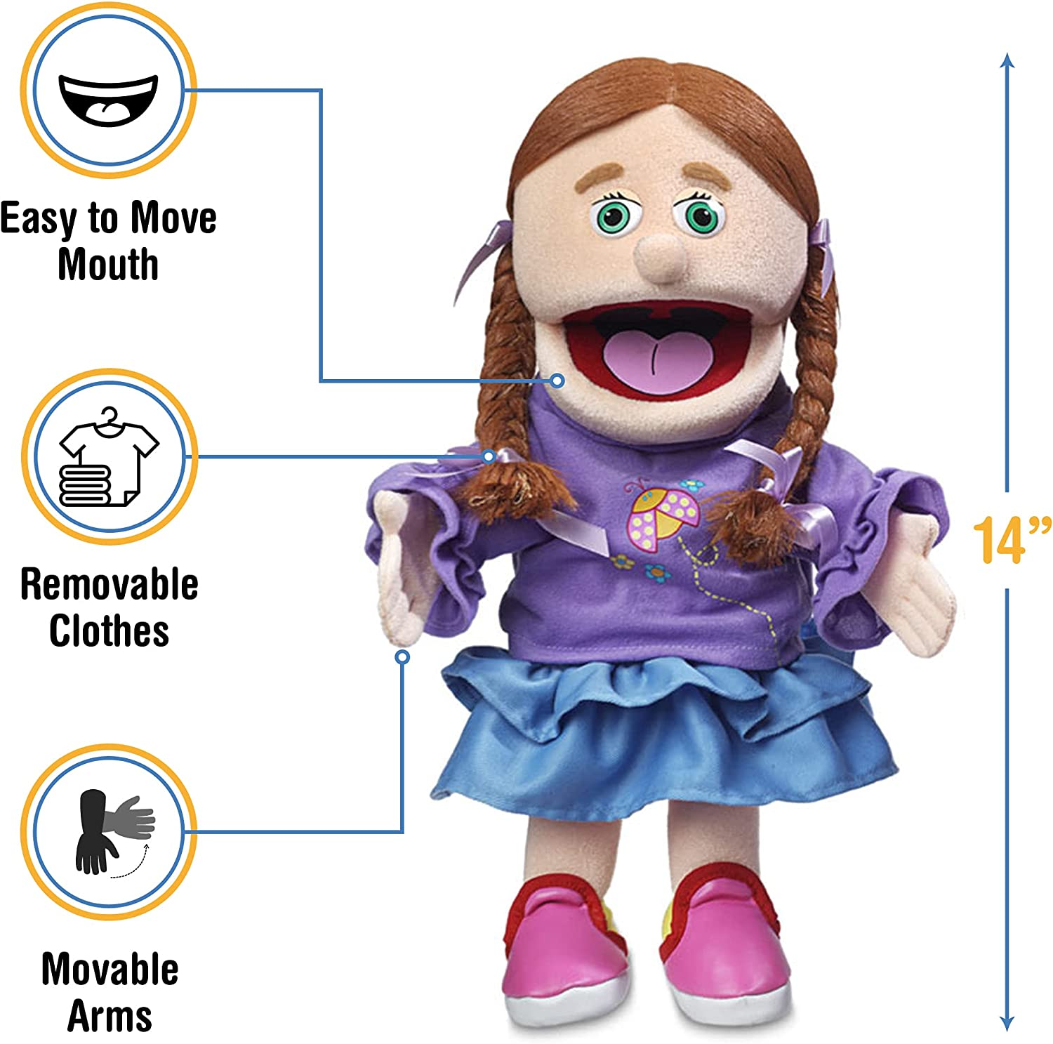 14" Amy, Peach Girl, Hand Puppet image number 1