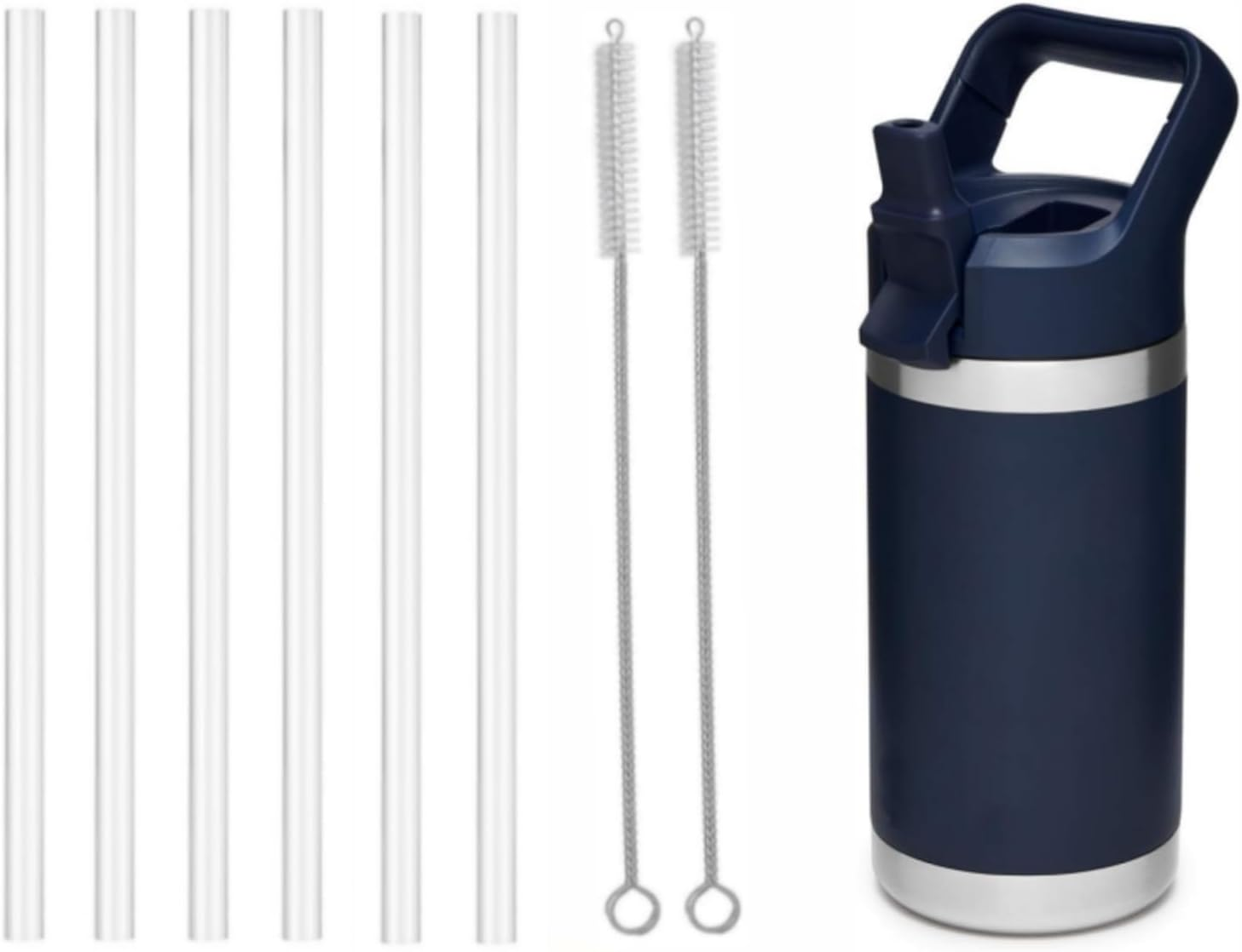 Replacement Straws Compatible with YETI Rambler Jr. 12 Oz Kids Bottle-Yeti Rambler Kids Straws Replacement-Accessories Set Include 6 BPA-FREE Straws and 2 Straw Cleaning Brush