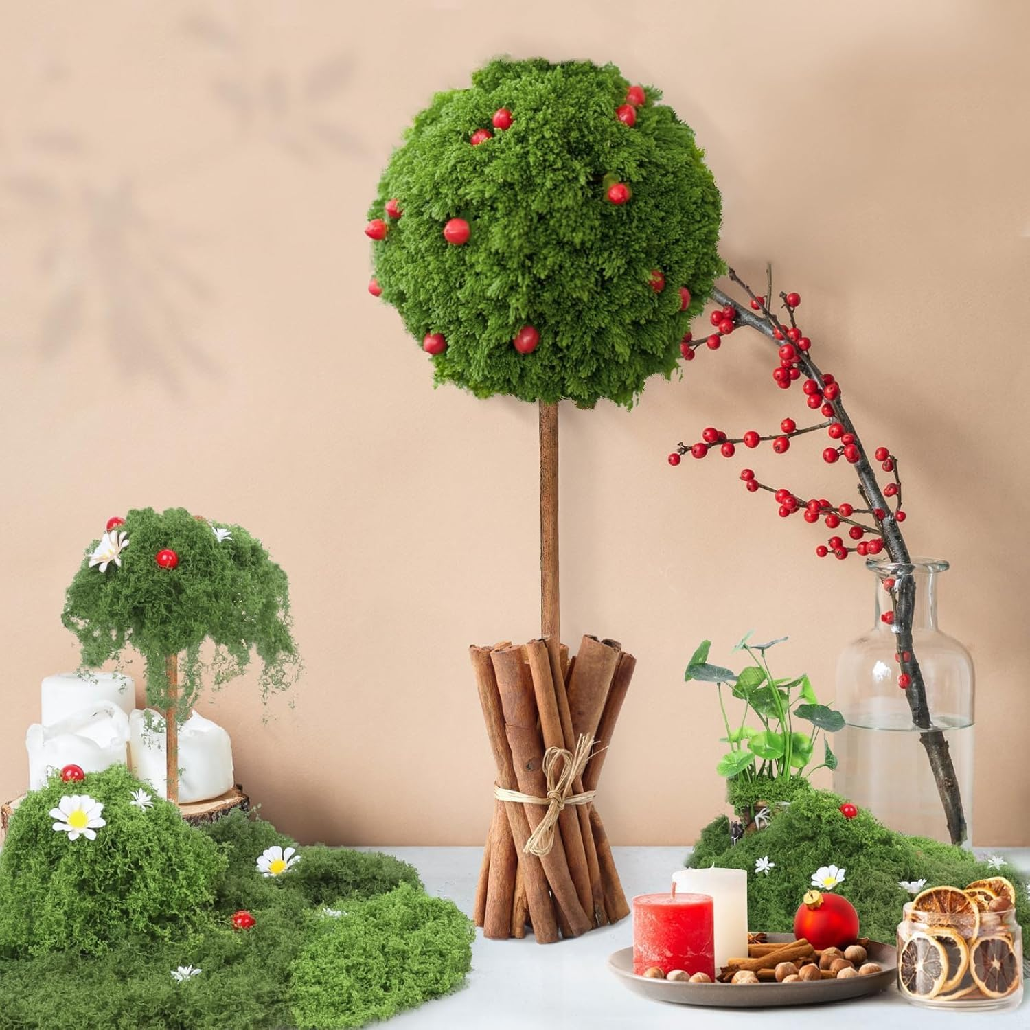 100G Fake Moss Artificial Moss, Simulated Moss, Landscape Moss, Turf Artificial Moss,Synthetic Moss,Moss for Planters,Green Moss Faux Moss for Potted Plant (Light Green)