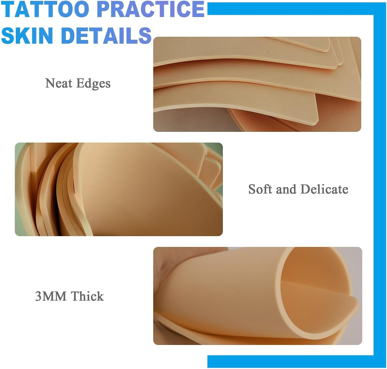 Reswish 3MM Professional Tattoo Practice Skin - 8-Pack Double-Sided Fake Skin (7.48"X5.6"), Ideal for Beginners and Artists image number 6