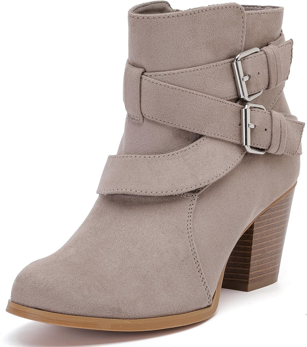Luoika Women'S Wide Width Ankle Boots, Extra Wide Mid Heel Side Zipper Booties.