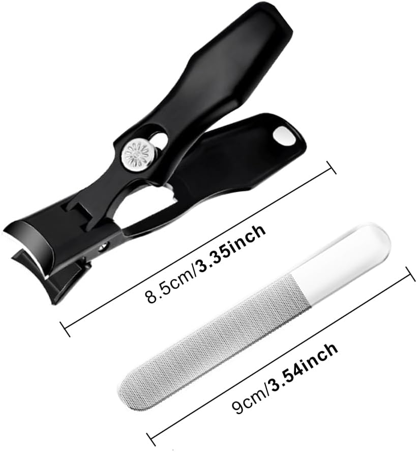 Nail Clippers German Nail Clipper for Men Professional Extra Large Heavy Duty Toe Clippers Fingernail Cutters Long Handle with Catcher File for Men Tough Nails Seniors Adults(Color:Black)