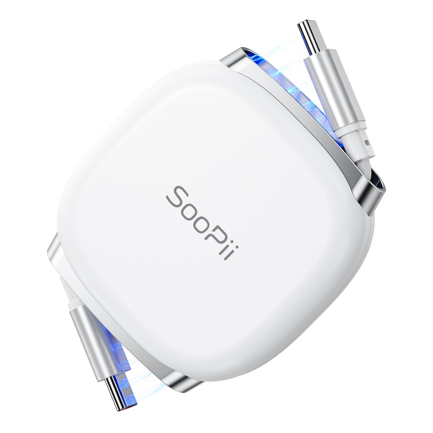 Soopii USB C to USB C Cable, 240W Retractable USB C Fast Charging Cable with Mag Snap Storage, 5-Stage Length Preset Type C Cable for Lphone 16/15 Pro Max, Galaxy S25/24 (Black 3.3FT)