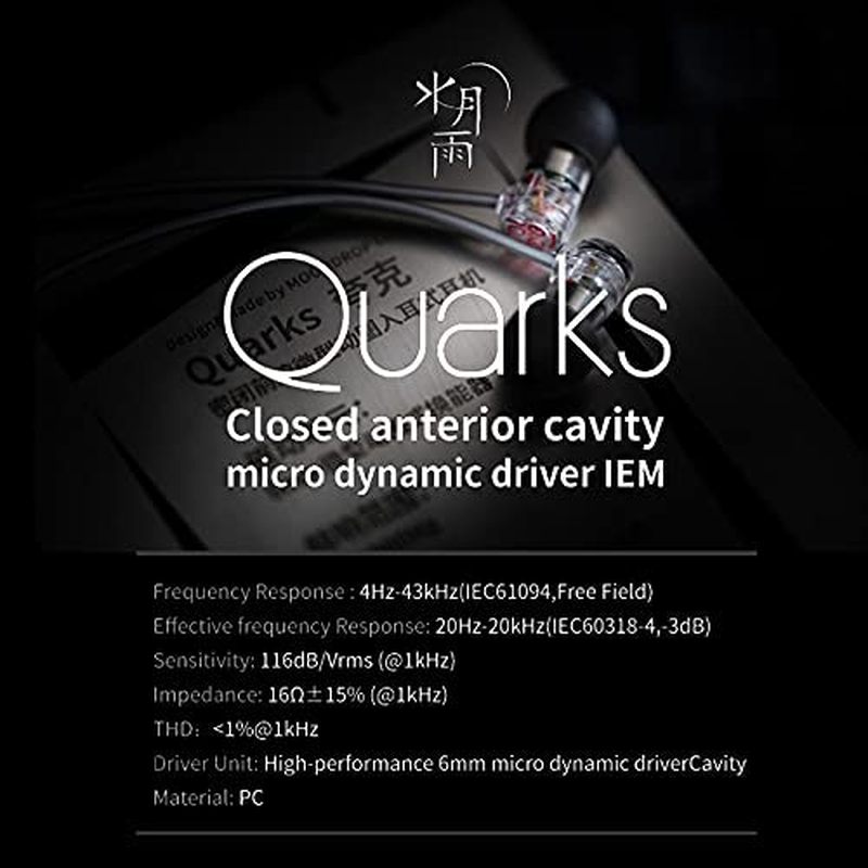 Moondrop Quarks Earbud N52 CCAW Coil Closed Anterior Cavity Micro Dynamic Driver IEM Earphone(With Mic) image number 1