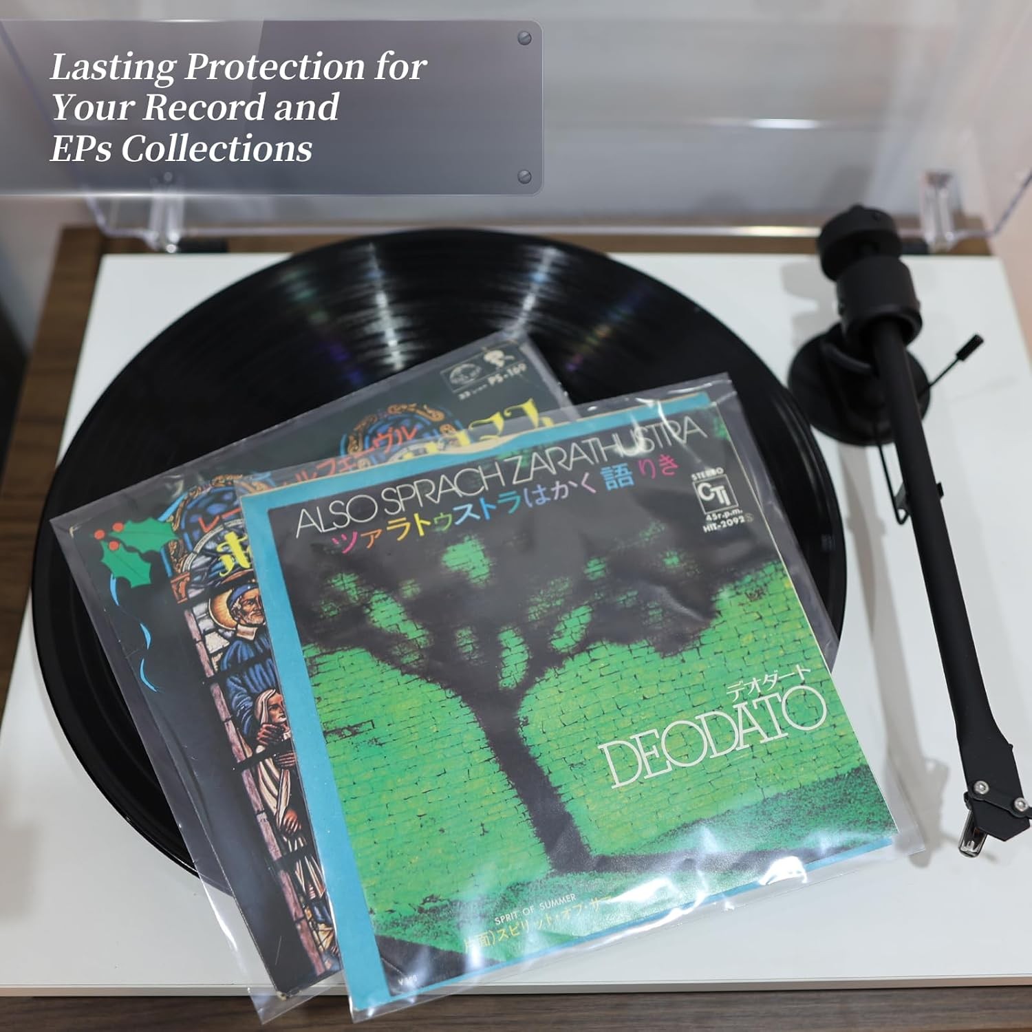 Sdroceryam 7 Inches Vinyl Record Outer Sleeves, 50Pcs Clear EP Album Covers Anti- Static Outer Sleeves for 45 RPM Record Collection Protection image number 4