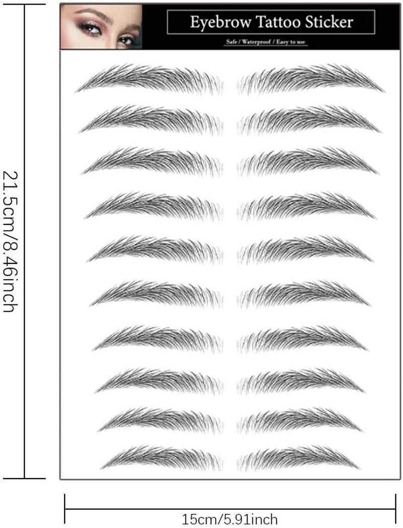 Yesallwas 2 Sheets of 4D Hair-Like Eyebrow Tattoo Stickers, Waterproof Eyebrow Transfer Stickers, Shaping Brow Tattoo False Eyebrows (Black) (Black-02) image number 2