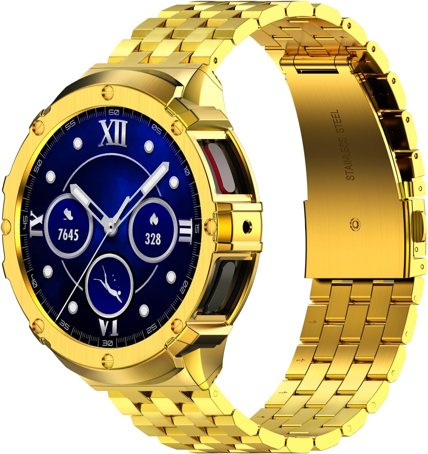 Amznew Stainless Steel Galaxy Watch 5 Pro Band with Case Compatible with Samsung Watch 5 Pro 45Mm, Rugged Metal Watch Band with Protective Bumper Cover Replacement Strap for Men 2022