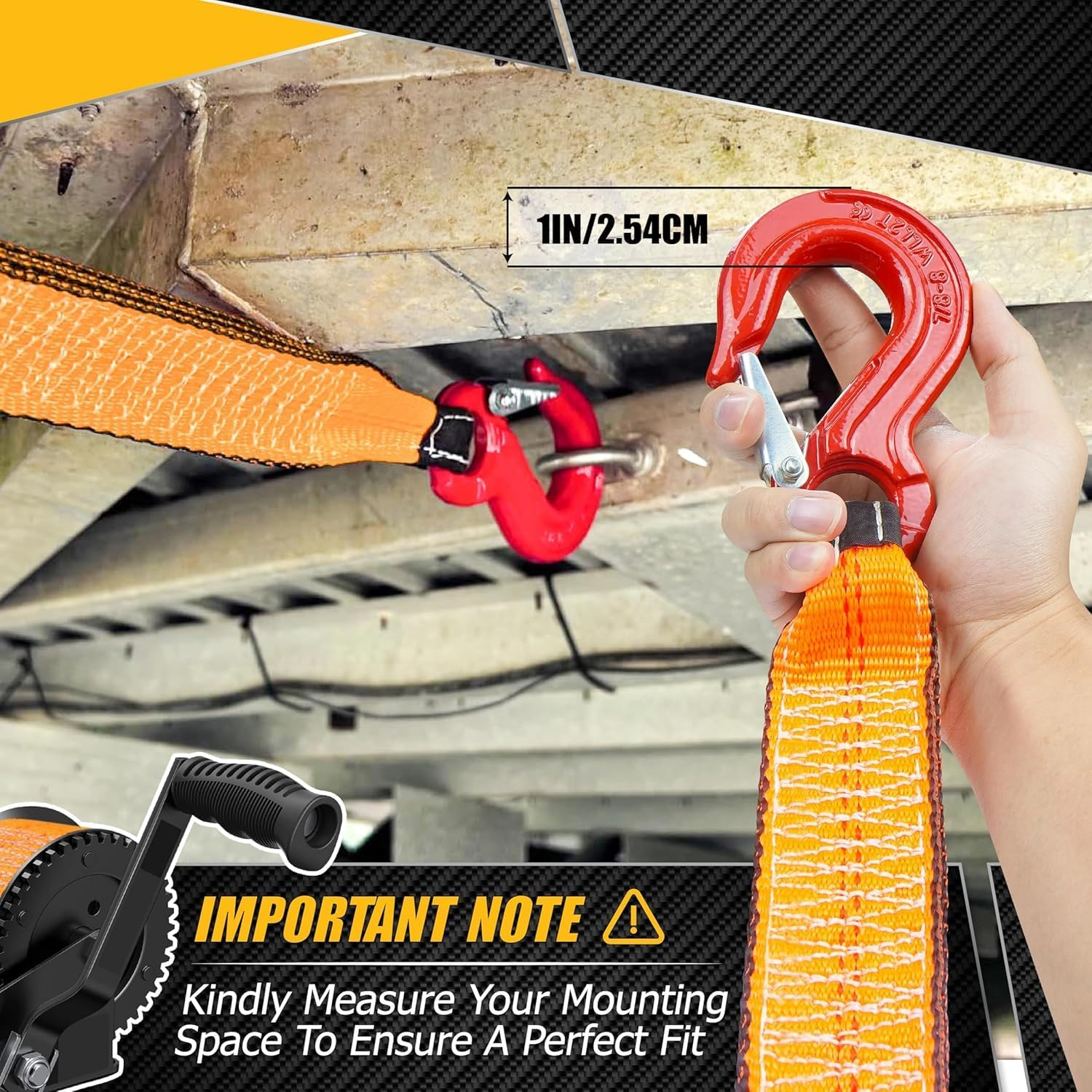 [Premium] Boat Trailer Winch Strap with Supper Steel Hook, 15000 LBS Break Strength, Two Layers Winch Strap, Winch Pulley Strap for Boat Trailer Replacement, Towing Vehicles & Boat Accessories 2"X20' image number 4