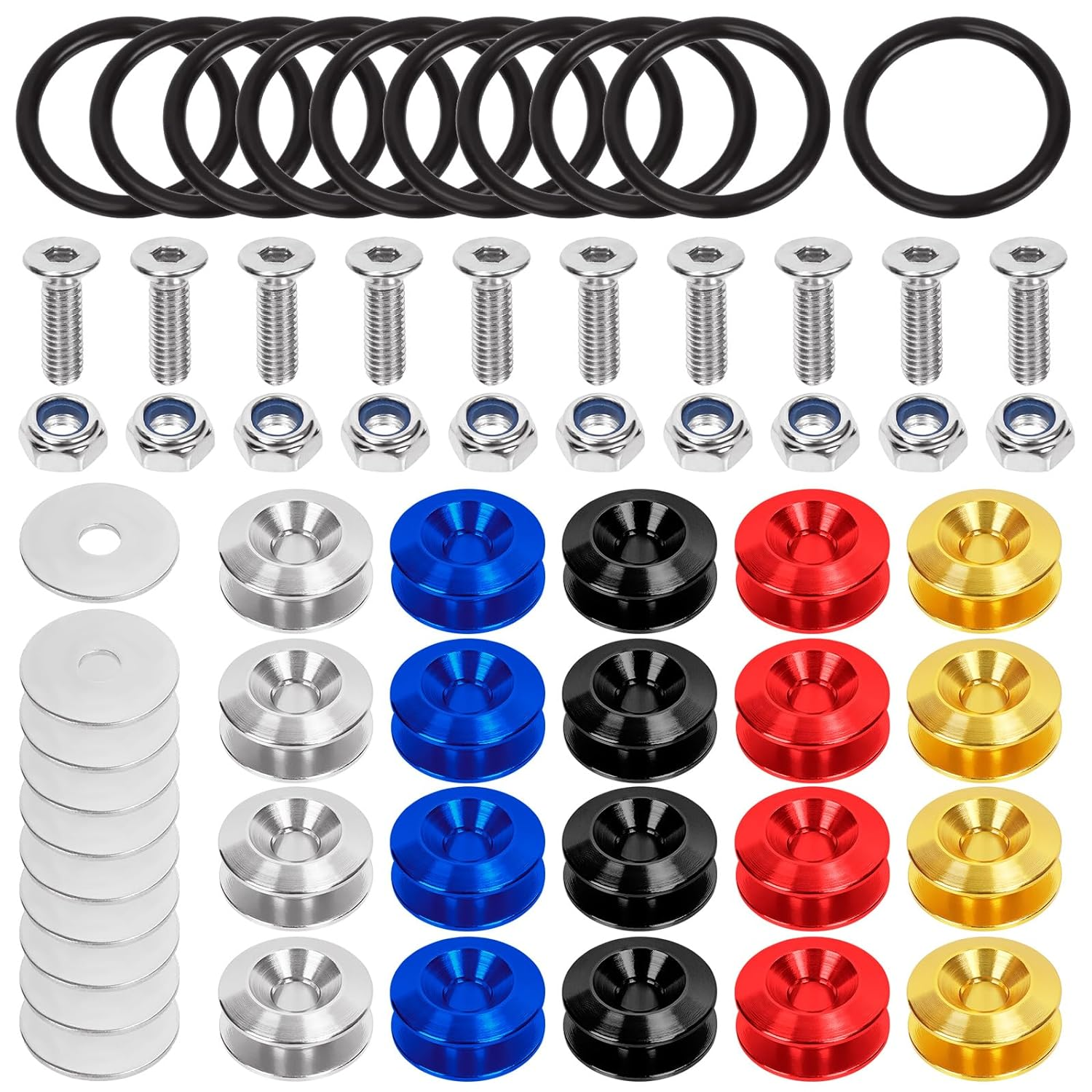 90Pcs 5 Colors Quick Release Fastener Kit Aluminum Bumper Clips Front Rear Bumper Fasteners Bumper Holder Clips Kit Vehicle Bumper Fender Fasteners Repair Kit for Car image number 4