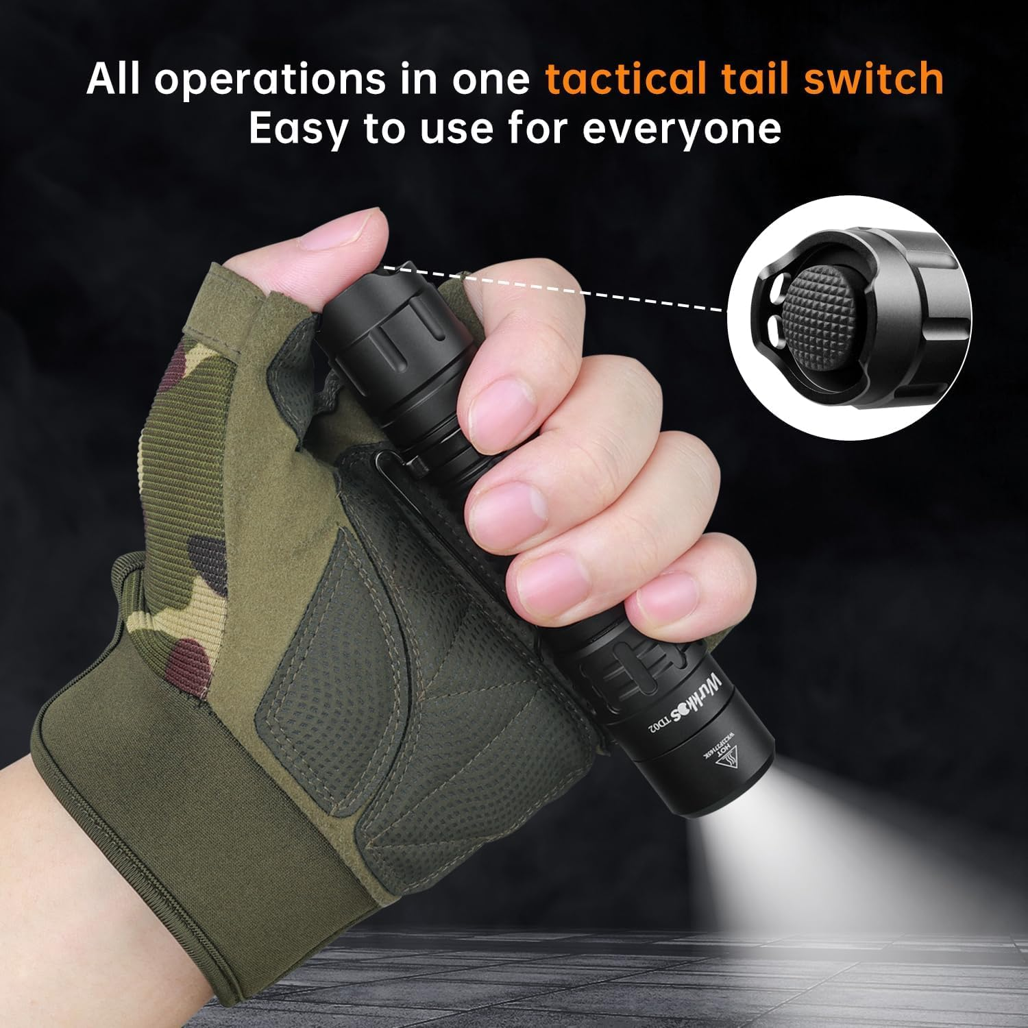 Wurkkos TD02 Led Torch, Ultra Bright Pocket Flashlights Rechargeable,High Lumens Tactical Flashlight EDC Torch with Type C Charging Port Tail Switch for Outdoor and Indoor Activities(Black) image number 3