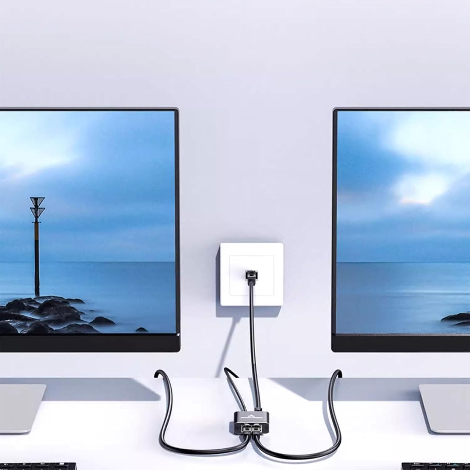 Xolixorium RJ45 Ethernet Splitter 1 to 2 Out with USB Power &ndash; 1000Mbps Gigabit LAN Adapter for Cat5/5E/6/7/8 Cables, Supports Two Devices Simultaneously image number 2