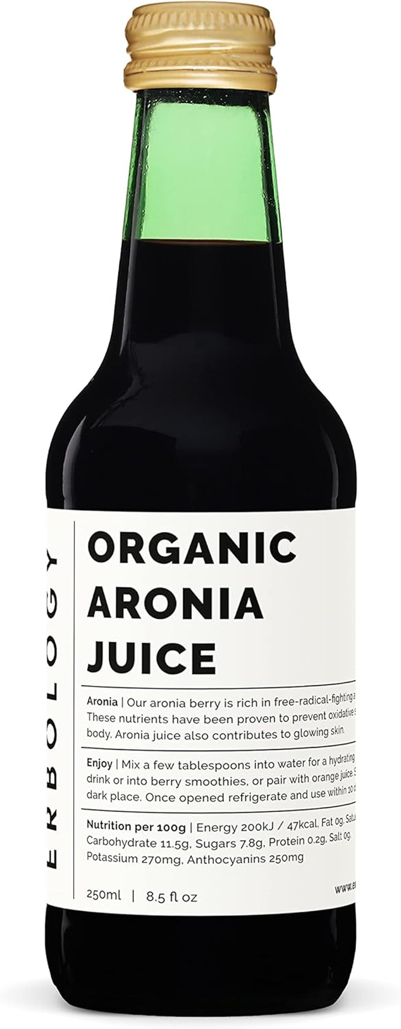 100% Organic Aronia Berry Juice 250Ml - Supports Skin Health - Rich in Antioxidants - Straight from Farm - Undiluted - No Added Sugar or Preservatives - Non-Gmo - Recyclable Glass Bottle image number 3