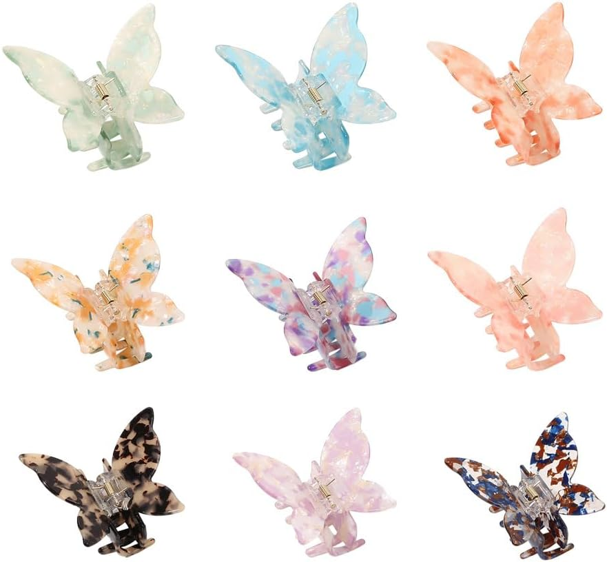 Butterfly Hair Clip, Acetate Hair Clips, Women, Plastic Non-Slip Hair Clips, 7.5 Cm Hair Clip, Thick and Thin Hair for Women, Hair Accessories, Green image number 3