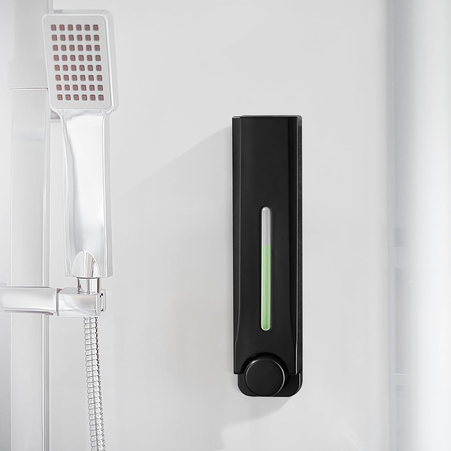 Wall Mounted Soap Dispenser, 500Ml Capacity Shower Shampoo Dispenser, Single Head Modern Multifunctional ABS Housing Lotion Holder for Bathroom, Commercial (Black) image number 5