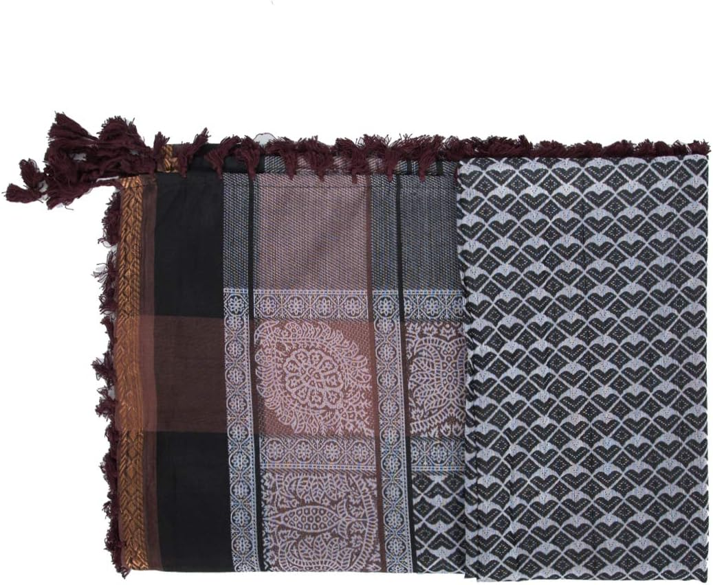 Merewill Premium Original Arabic Scarf 100% Cotton Shemagh Keffiyeh 49"X49" Arab Scarf - All Black image number 4