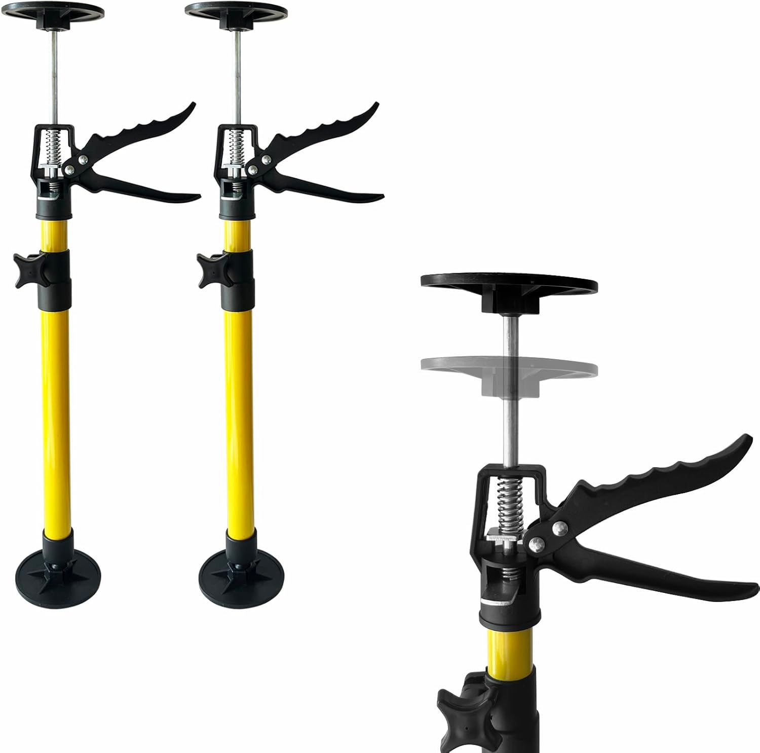 Cabinet Jack Support Pole, 50-115 Cm Steel Telescopic Quick Support Rod Adjustable 3Rd Hand Support System with 40Kg Capacity for Cabinet Jack, Drywall Jack& Cargo Bars, 2-Pack image number 1