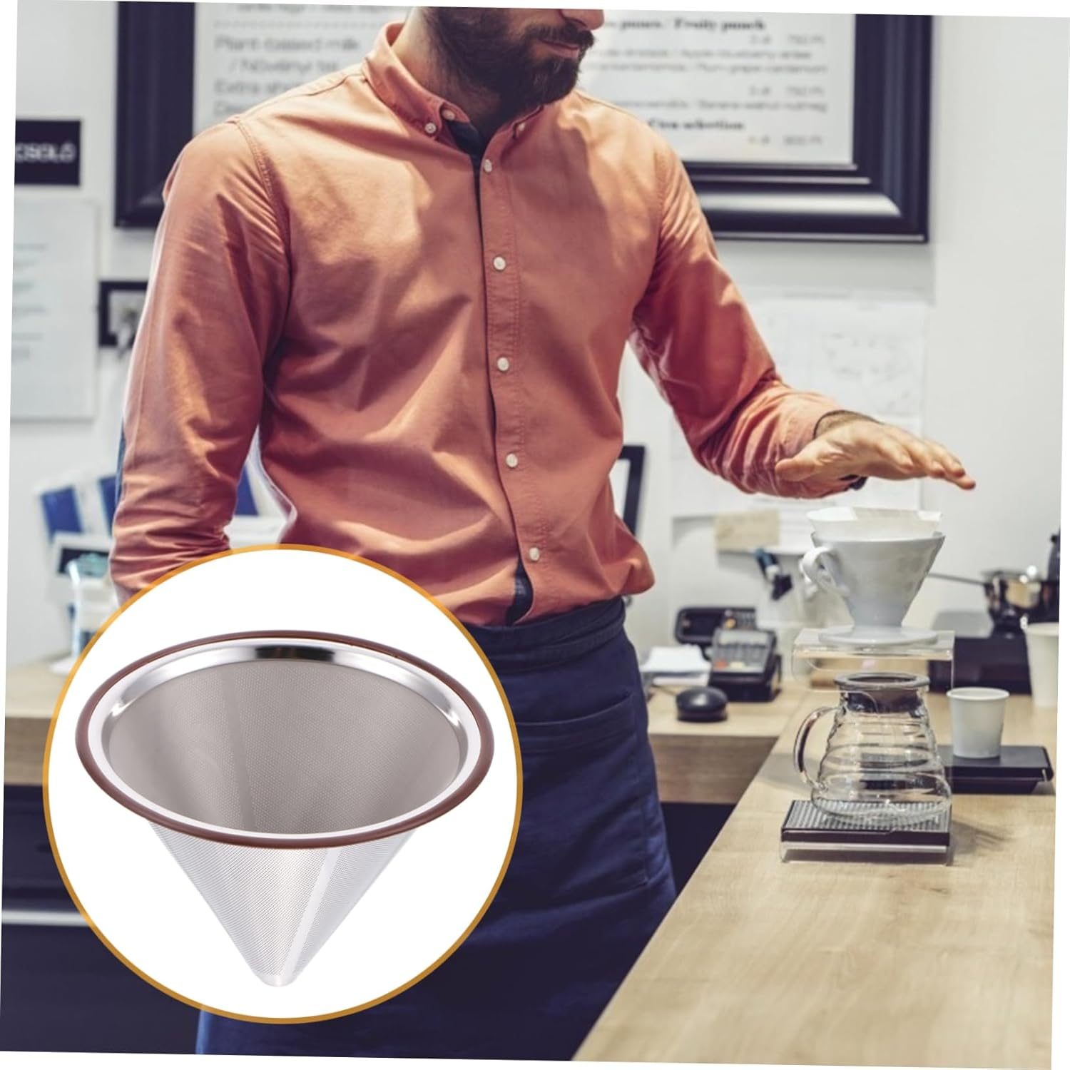 ARTIBETTER 2Pcs Stainless Steel Dripper Handheld Filter Cup for Tea Slag for Coffee Accessories and Espresso Brewing image number 4