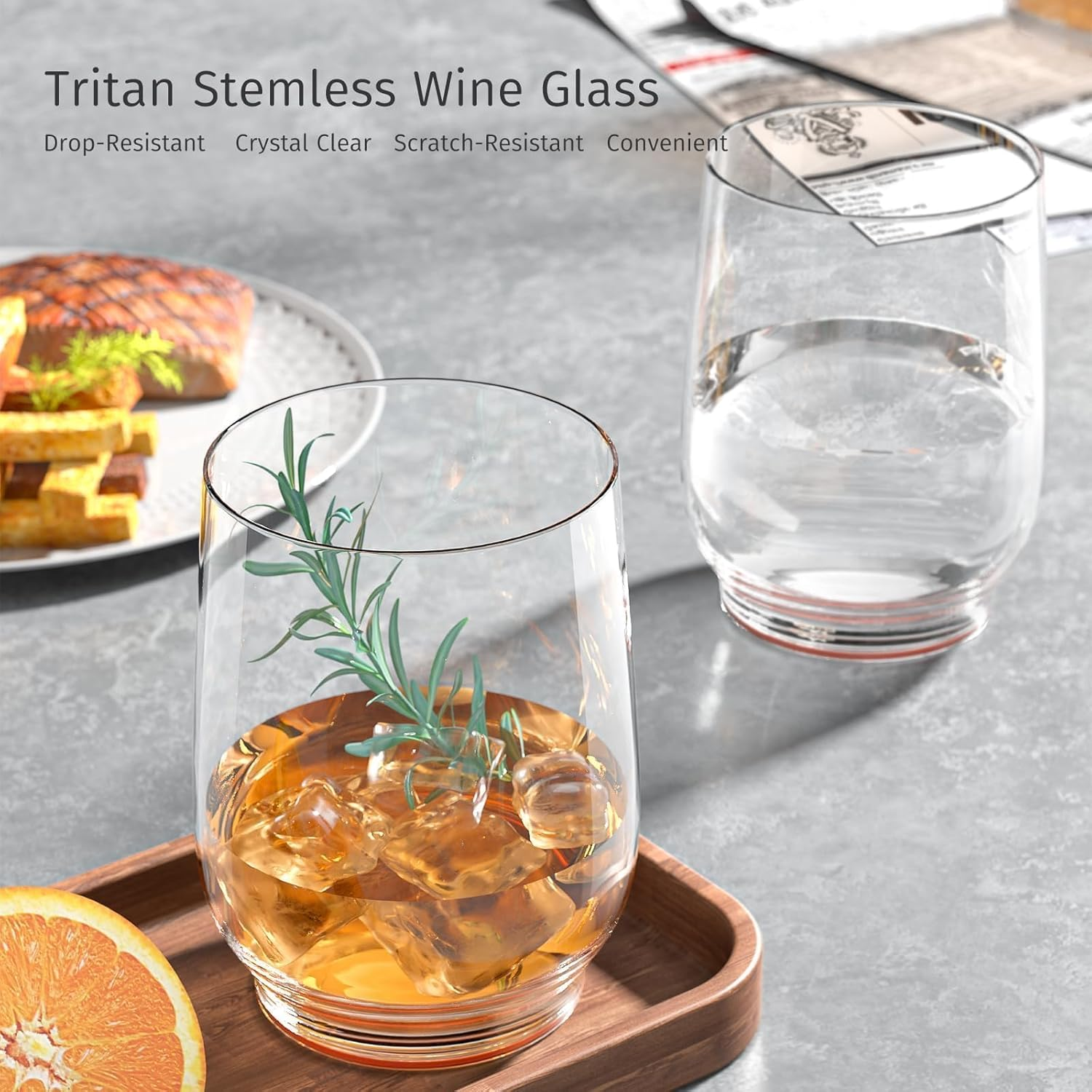 Live Levore Unbreakable Tritan Plastic Wine Glasses (Set of 2), 15Oz Shatterproof Stemless Wine Tumblers for Red & White Wine, Cocktails, Juice, Ideal for Gifts, Beach, Parties, and Home Use (Purple) image number 4