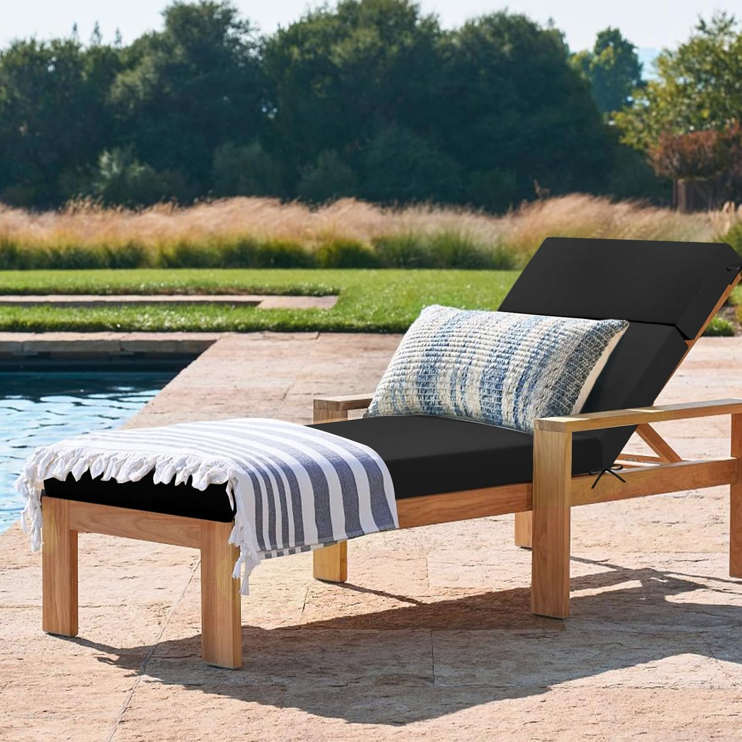 Idee-Home Chaise Lounge Cushions Outdoor, Lounge Chair Cushion 72In.L X 21In.W X 3In.D Patio Furniture Waterproof for Lawn Pool image number 2