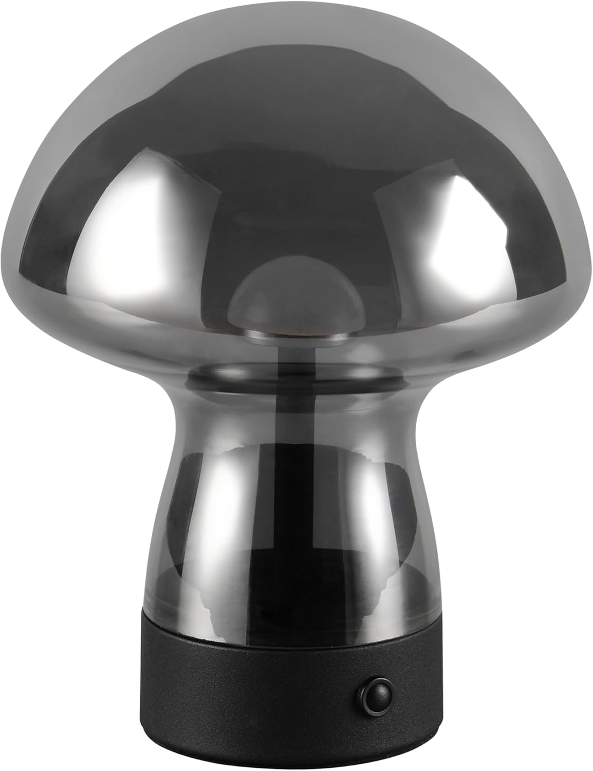 Reality Leuchten Dooley R54981154 LED Battery-Powered Table Lamp Metal Black Matt Glass Smoky-Coloured Includes 1.5 Watt LED, 4-Way Touch