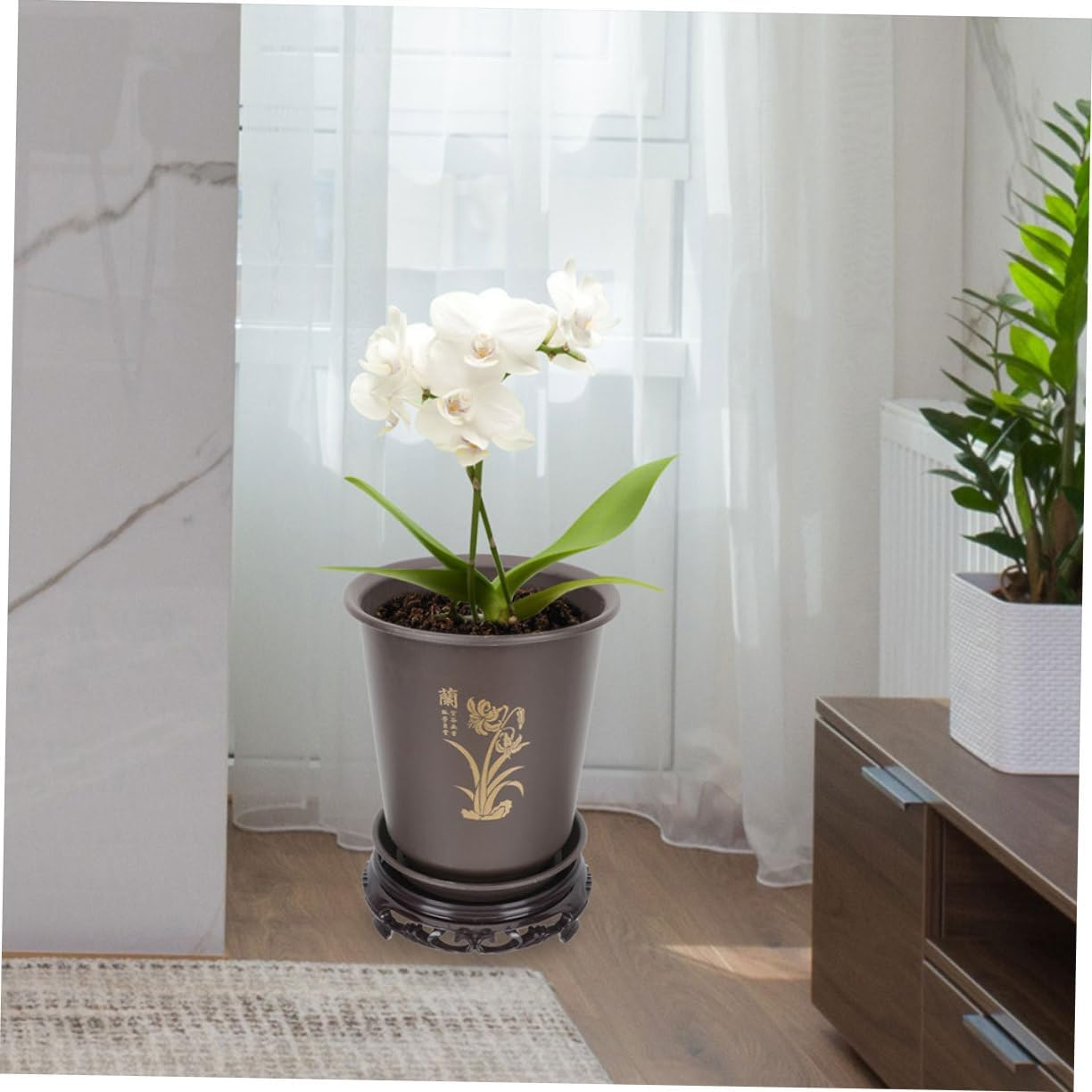 MERRYHAPY 2Sets Orchid Flowerpots Base for Indoor Plants Chic and Decorative Flower Pots Material for Ferns image number 5