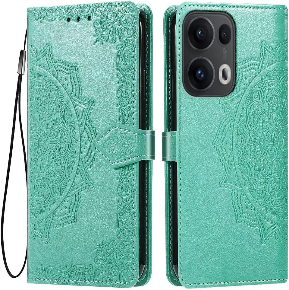 HONLEN Case for Oppo Reno13 F/Oppo Reno 13F 5G Mobile Phone Case, (6.67 Inches) Premium PU Leather Wallet Magnetic Closure Flip Case with 3 Card Slots, Mandala Pattern Case Blue