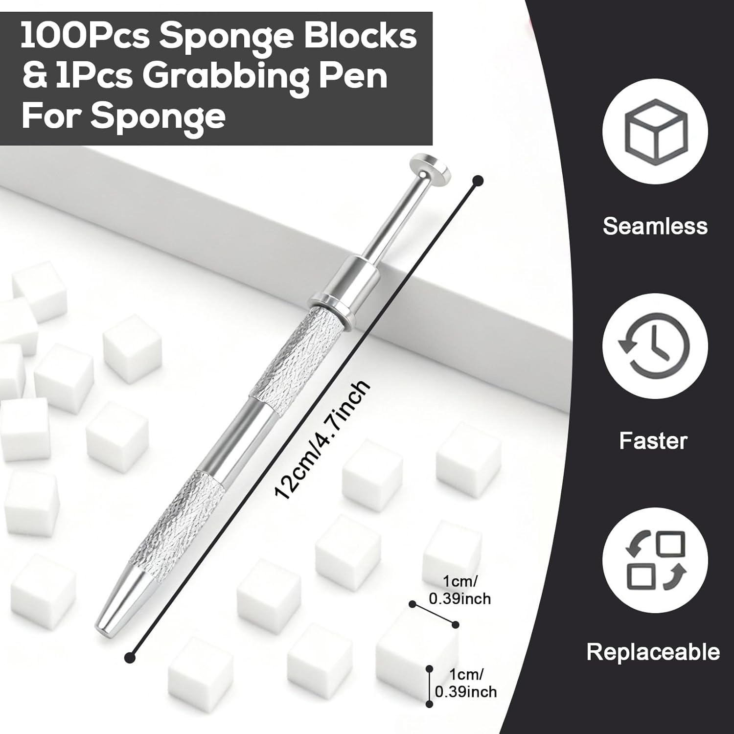 Vymoreon 100Pcs Nail Sponge, Nail Art Tools - Nail Art Sponges and 1 Nail Sponge Metal Gripper for Ombre, Manicure Accessories image number 3