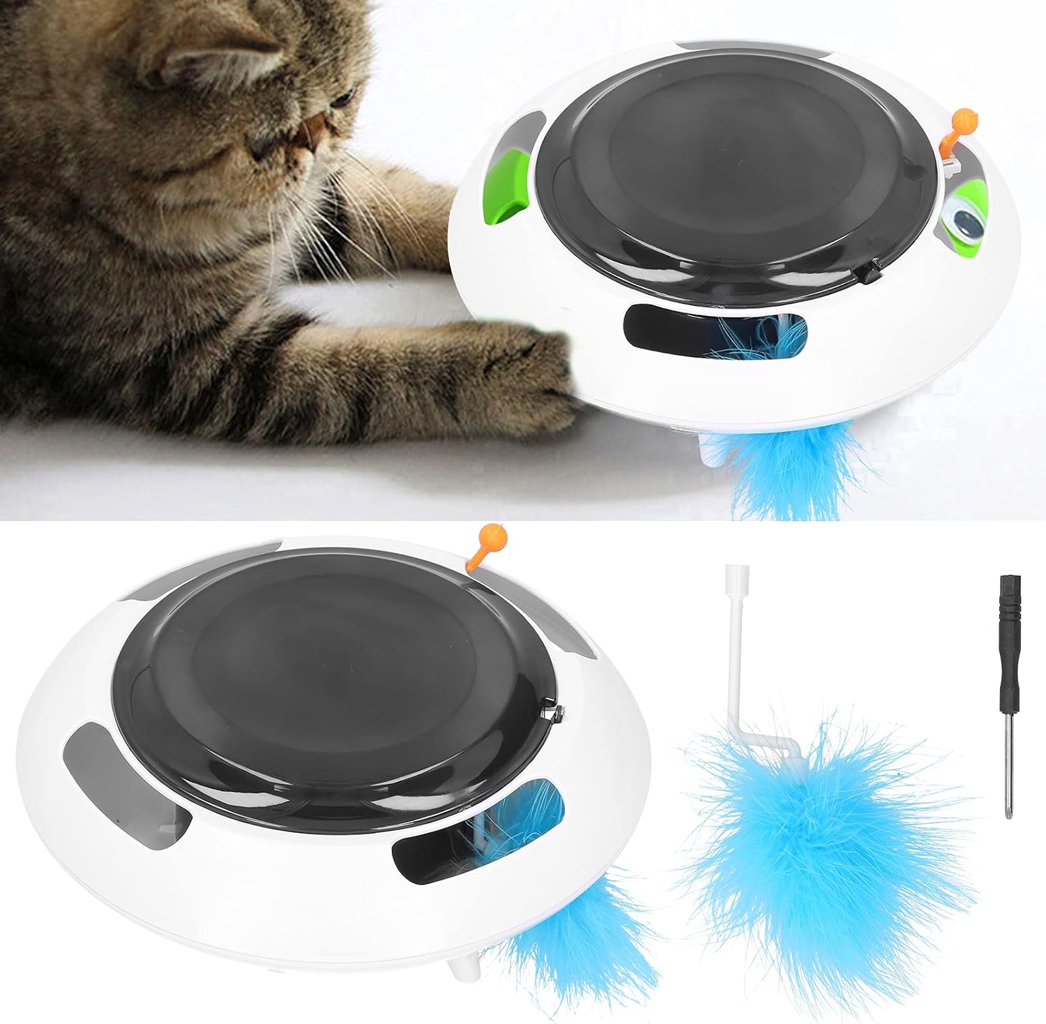 Stable and Safe Interactive Electric Cat Toy,Feather Turntable Teaser for Engaging Indoor Play and Exercise Ideal for Busy Pet Owners image number 5