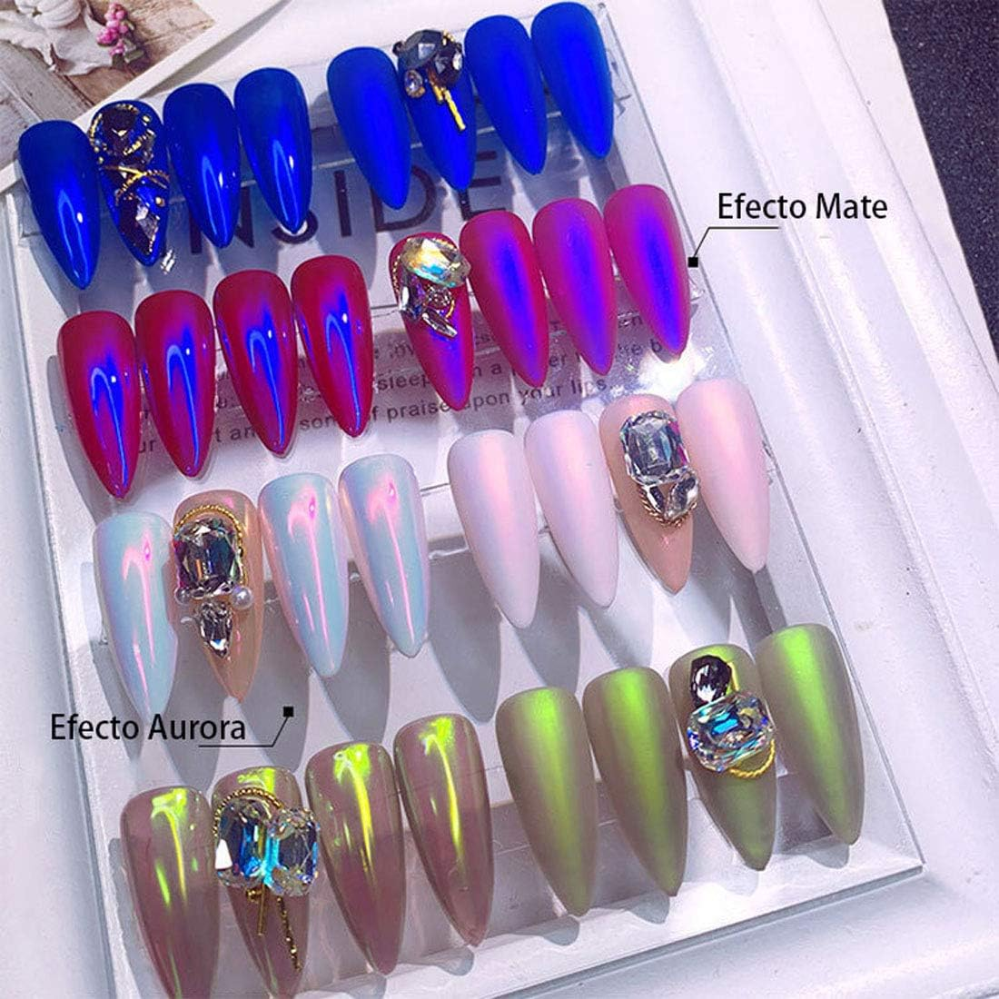 Aurora Chrome Nail Powder Upgrade Aurora Iridescent Nail Powder Multi Mirror Effect Mermaid Neon Transparent Powder for Nail Art D&eacute;cor image number 4