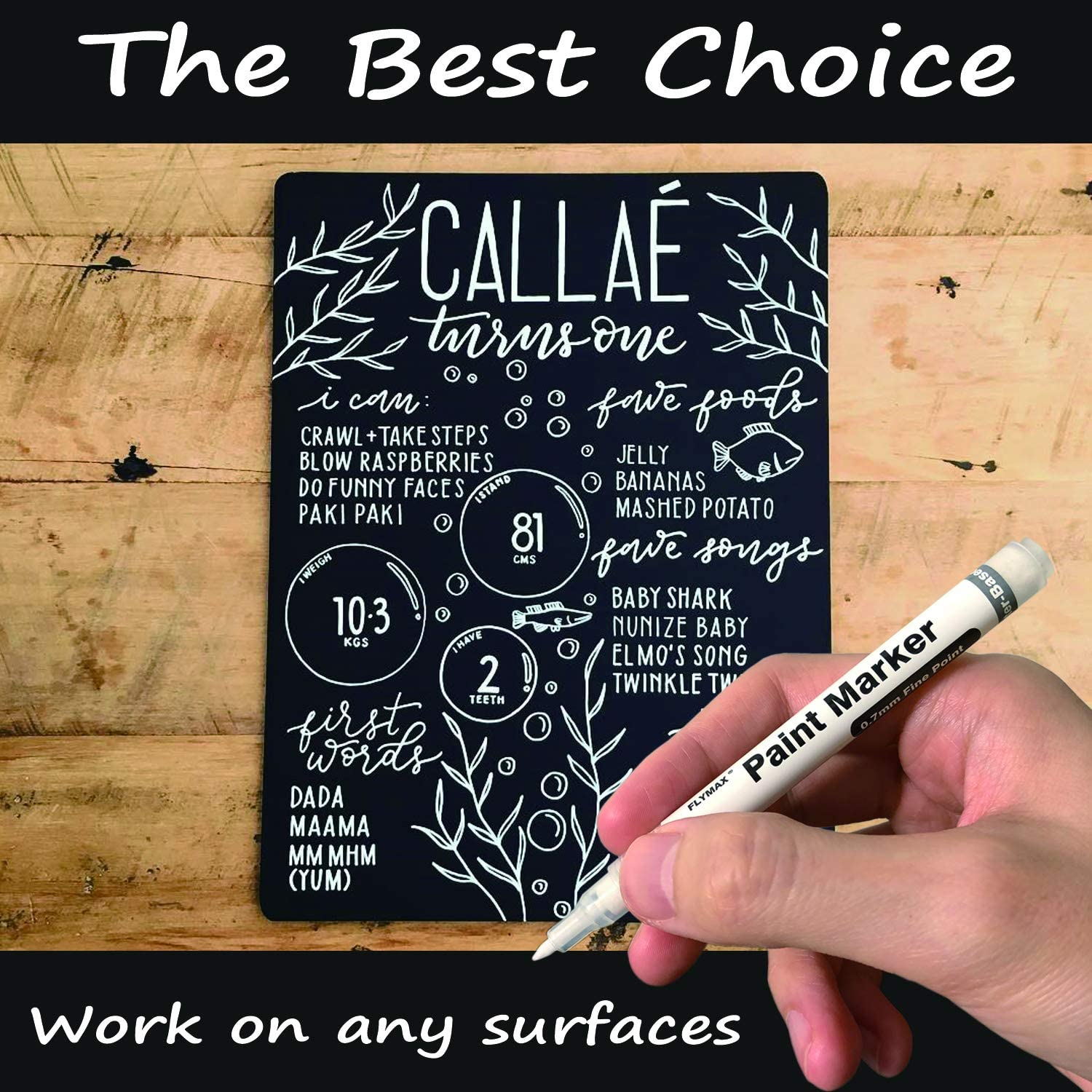 White Marker, 6 Pack 0.7Mm Acrylic White Permanent Marker White Paint Pens for Wood Rock Plastic Leather Glass Stone Metal Canvas Ceramic Marker Extra Very Fine Point Opaque Ink Water Based image number 4