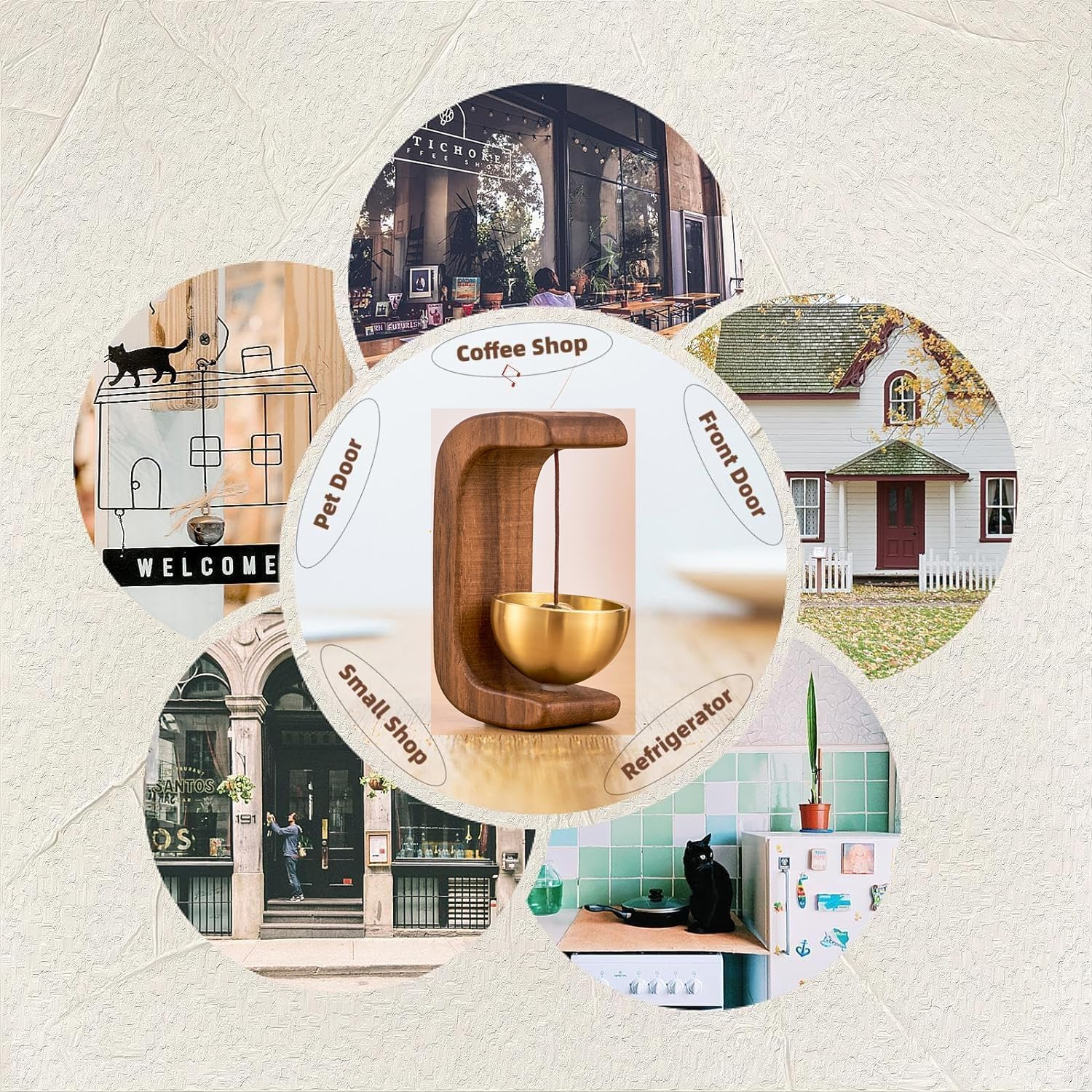 2Pcs Shopkeepers Bell for Door Opening, Magnetic Shopkeepers Bell Wood Doorbell Wind Chime(Walnut Wood) image number 4