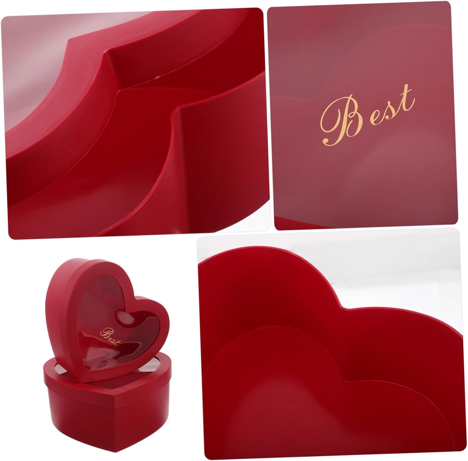 VALICLUD 2Pcs Red Heart Shaped Boxes with Window Versatile Present Holder for Flowers Perfumes Makeup for Valentine Day Weddings Special Occasions - Black image number 3